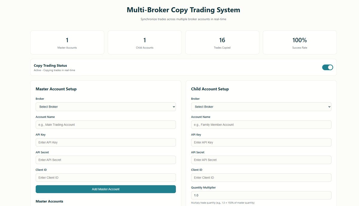 OBacktesting's tweet image. #CopyTrading 
#Multipleaccount
#Multiplebroker
#Software 
Made a small software on html for handling multiple accounts of different brokers.