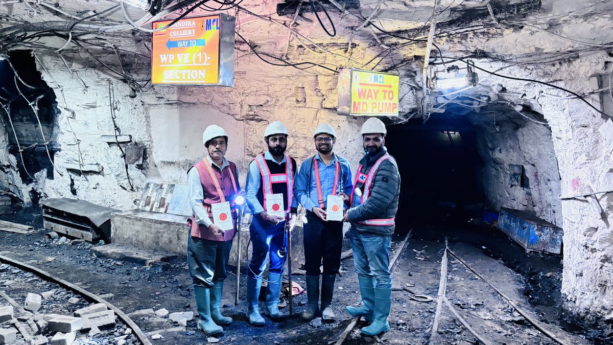 rishibranjan's tweet photo. Mine visit and book release at Underground Mine , Nadira Colliery, MCL, Talcher Coalfields, Odisha.

100 feet under earth crust Heartfulness way 2 is  given to coal mines officials. Now this is a ‘Patal Lok’ launch 😊
#Heartfulness #Daaji #THW2 https://t.co/hEXJAHddQ4