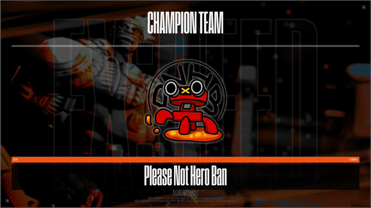 ⛓️『俺が相手をしてやる』⛓️

激闘の果て、頂点に立ったのは──
👑【Please Not Hero Ban】👑
王者としてふさわしい戦いでした。優勝おめでとうございます。
そして大会を支えてくださったすべての選手・視聴者・関係者の皆さまに感謝を。
また次回大会でお会いしましょう🔥
#EXCEED_OW #Overwatch2