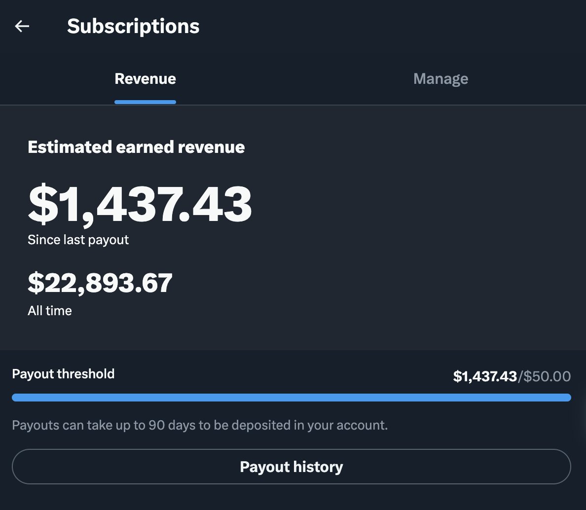 💸 또다시 떠들썩한 달이 왔습니다.

 광고 수익 공유 5,557달러
 구독 수익 1,437달러
 (=28일당 $6,995)

 = $7,619/월

 조금 떨어졌지만 여전히 좋습니다

 @X 지급은 좋네요 😊�