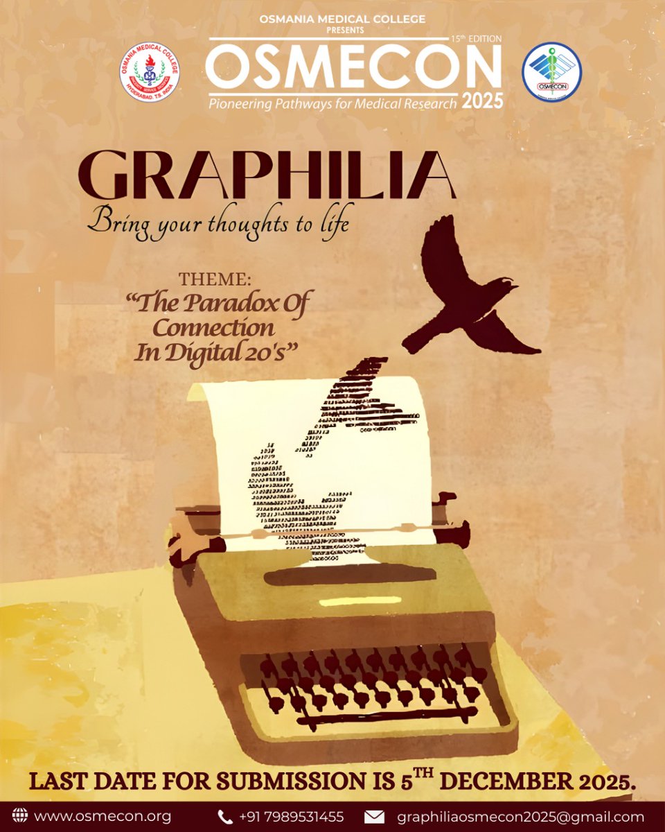 osmecon2026's tweet photo. They say, 'The pen 🖊 is mightier than a sword 🗡' and its time to let yours shine ✨
Graphilia: The essay writing event is all set to unfold. So brush the pages in blue and let your words take the reins. ✍📝 https://t.co/usDsLD4iSd