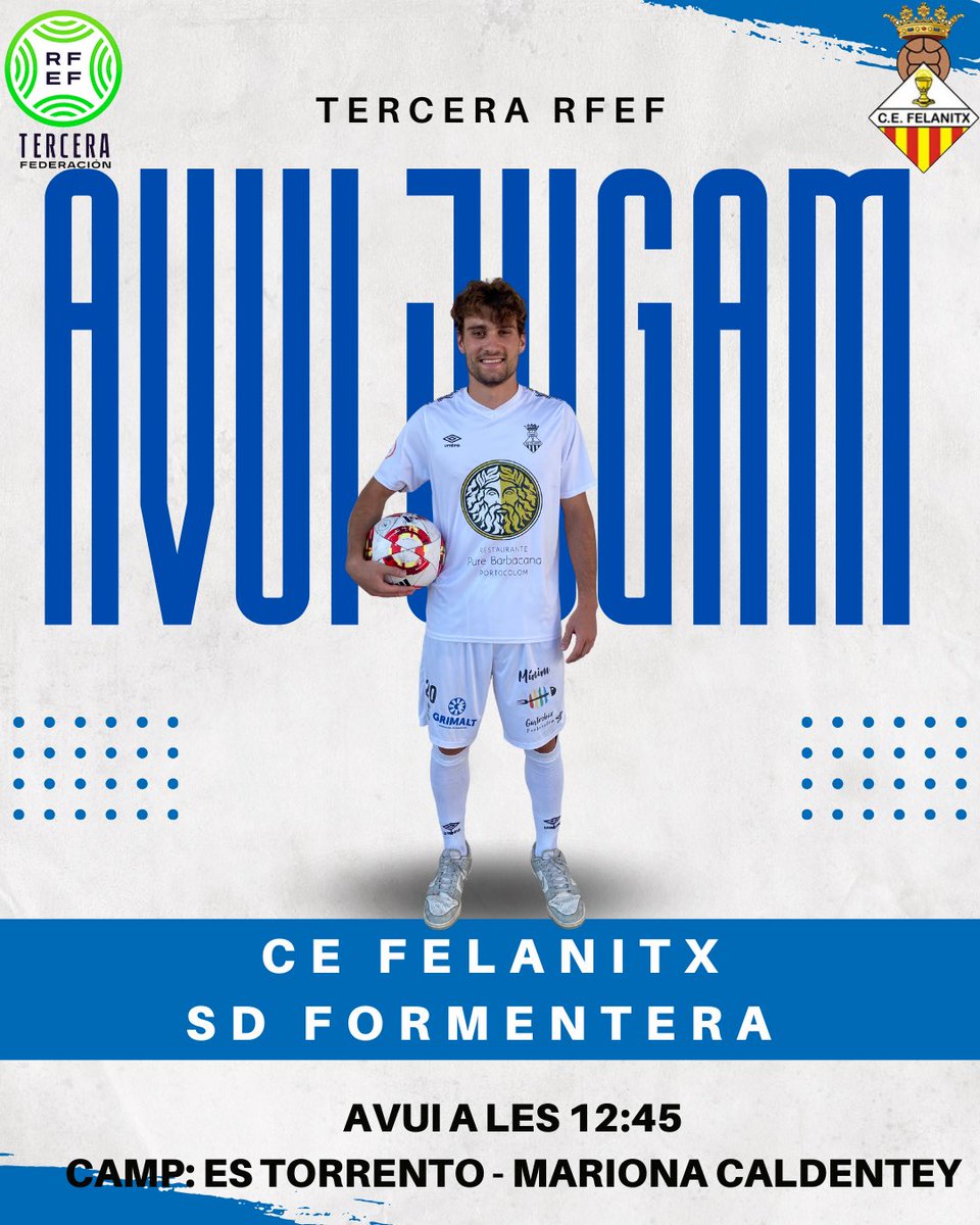 cefelanitx's tweet image. 𝗔𝗩𝗨𝗜 𝗝𝗨𝗚𝗔𝗠! 

👉 Jornada 12 - Tercera RFEF 

🆚 @sdformentera  ⏰ 12:45 

🏟️ Es Torrentó - Mariona Caldentey 

☺️ Avui és un diumenge especial, avui juga el Felanitx! 

🤍 Volem veure tothom al camp! 

#vamosfela #orgullfelanitxer