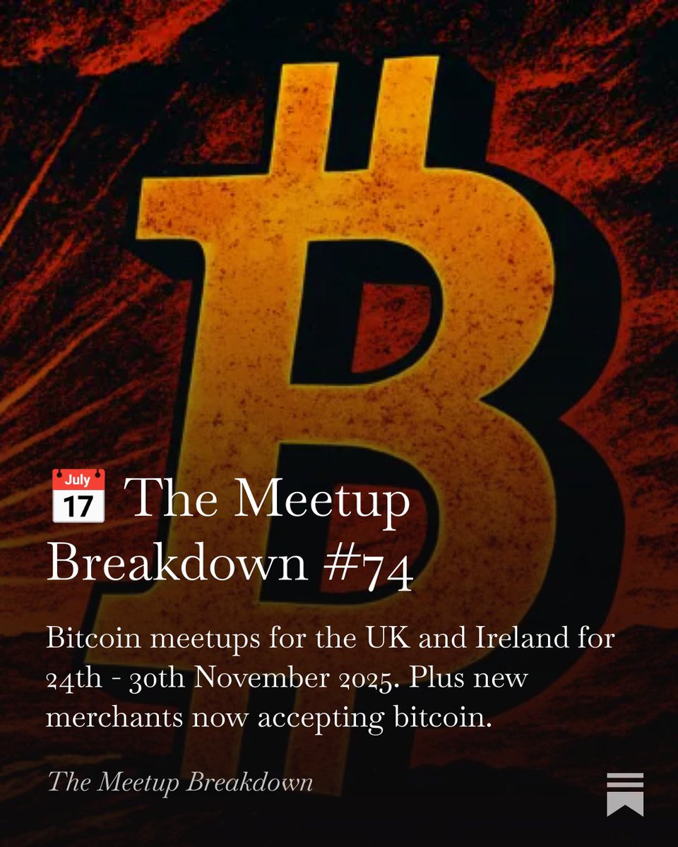 The new Meetup Breakdown is out now - Issue 74! 🗞️

🔸 11 Bitcoin meetups
🔸 3 new bitcoin-accepting businesses
🔸 1 upcoming event

🇬🇧 Your weekly update on the UK Bitcoin scene.

Subscribe for free and don't miss a thing.

themeetupbreakdown.com/p/the-meetup-b…