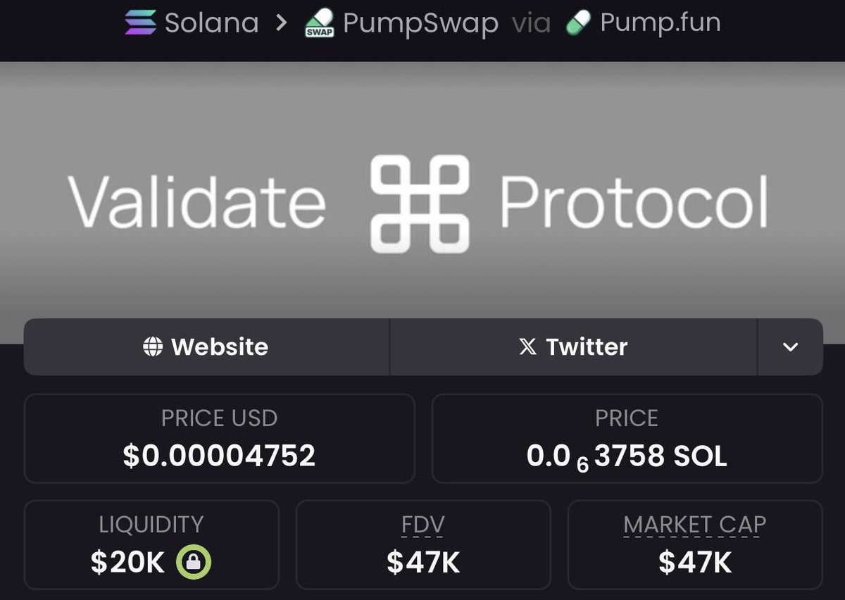 finitycoinr's tweet image. I aped $VALIDATE to my private Telegram group at just a $47K market cap catching solid entries before the crowd is how we stay ahead. 

CA: ESXksGWGPrfCfykwBMDhzwXSAKic8KDmBWhXZhEKpump

#Solana #VALIDATE #CryptoAlpha #EarlyCalls #CopyTrading #SolanaGems #MicroCapGems #AlphaHunter…