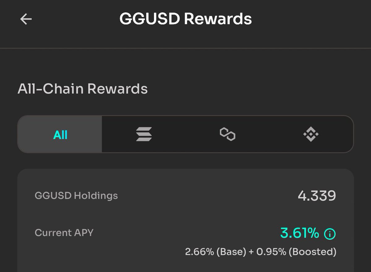shion_f's tweet image. $GGUSD
利回り3.61%  利回りだけなら10%とかのサービスもあるので、何かFSLならではの特典をつけた方がいいと思う。利益を減らす箱じゃなくてね。一定期間、◯ドル以上預けるとミンスクが1枚ドロップされるとかね。　#STEPN