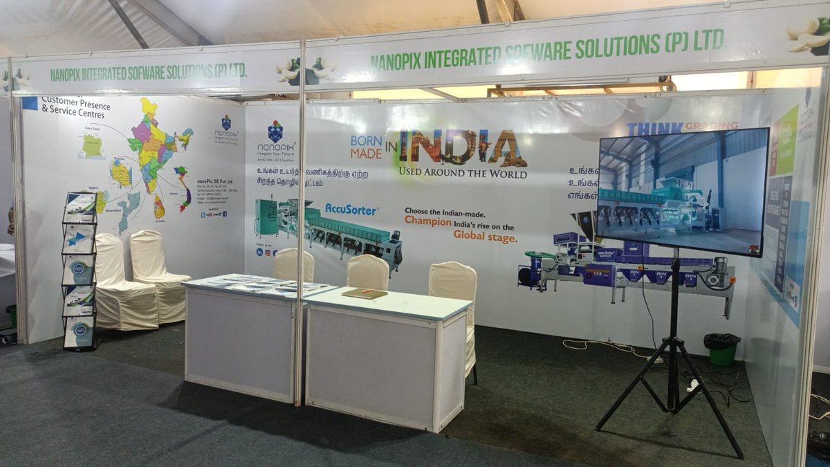 nanoPixISS's tweet photo. The 11th Cashew Tech Expo 2025 is LIVE in Panruti, Tamil Nadu! We’re thrilled to showcase AccuSorter—our flagship breakthrough in cashew grading. Visit us at Stall A-32 and see how innovation is shaping the future of cashew processing. 
#AgriInnovation #MadeInIndia #Panruti https://t.co/azb1X42NmC