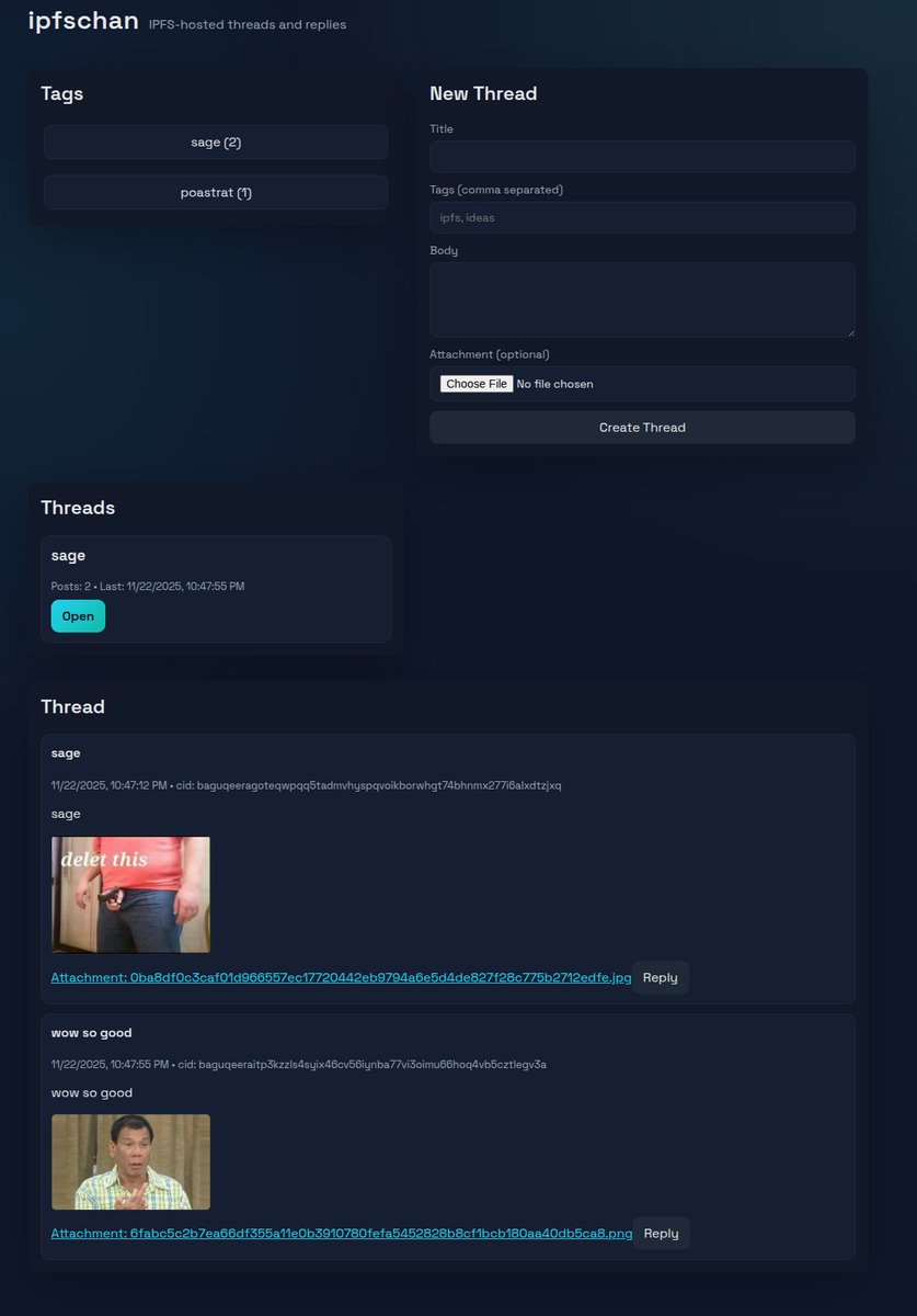 1v100000's tweet image. Messed around today and made a distributed imageboard.