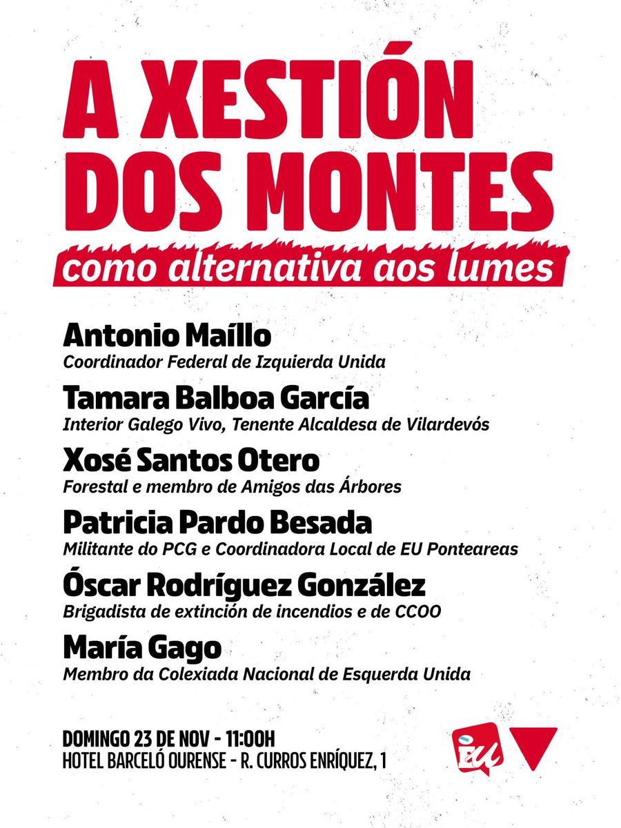 👋Bos días!

En unas horas nos encontramos en Ourense para debatir sobre la gestión de los montes y las medidas necesarias para frenar la destrucción del mundo rural, asegurando un futuro digno para quienes trabajan en él y lo cuidan cada día.