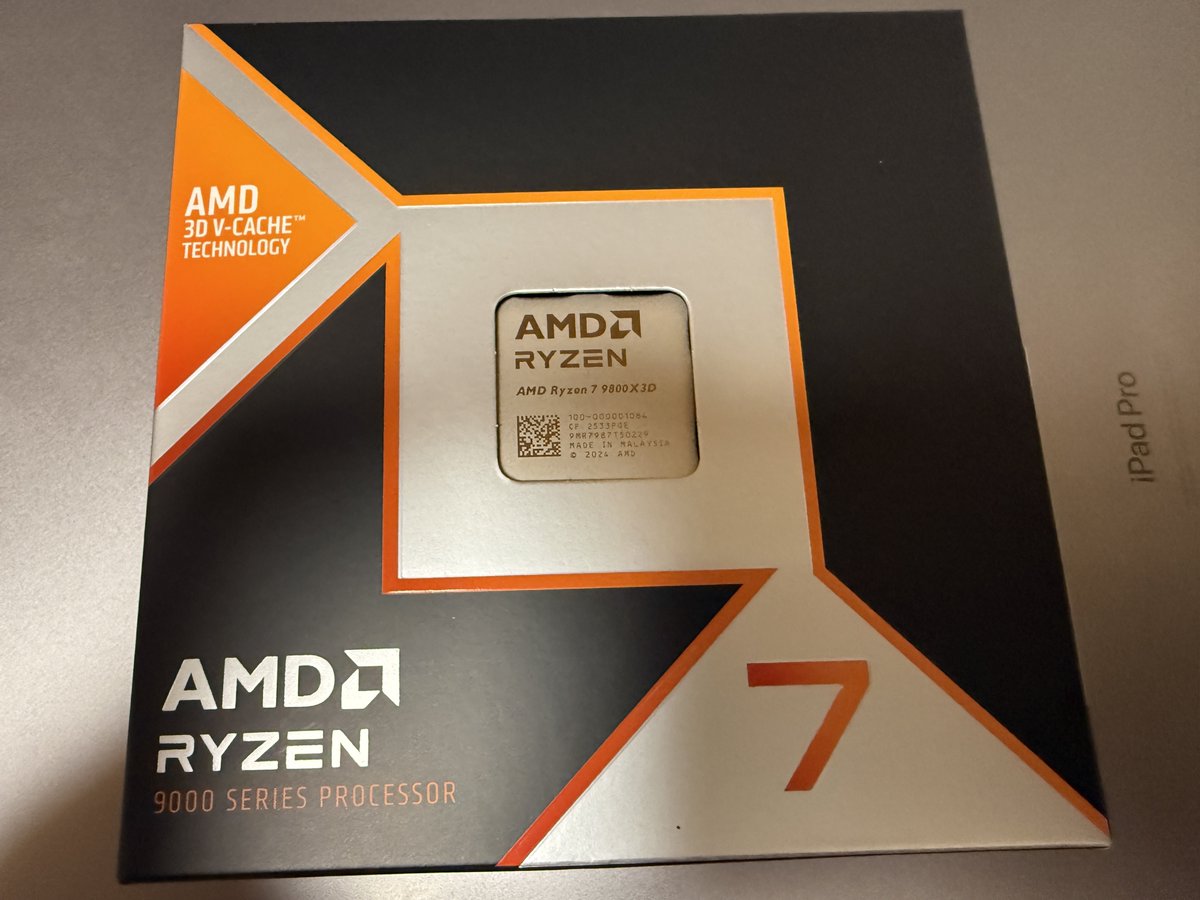 nyu2's tweet image. そういやブラックフライデー先行セールで64800円で買った9800X3Dはちゃんと国内代理店版だったな
X670EマザーとCPUとDDR5-8000メモリと蝉SSD2TBと1200W電源が余っているのでグラボ買えば一台組めるなw
