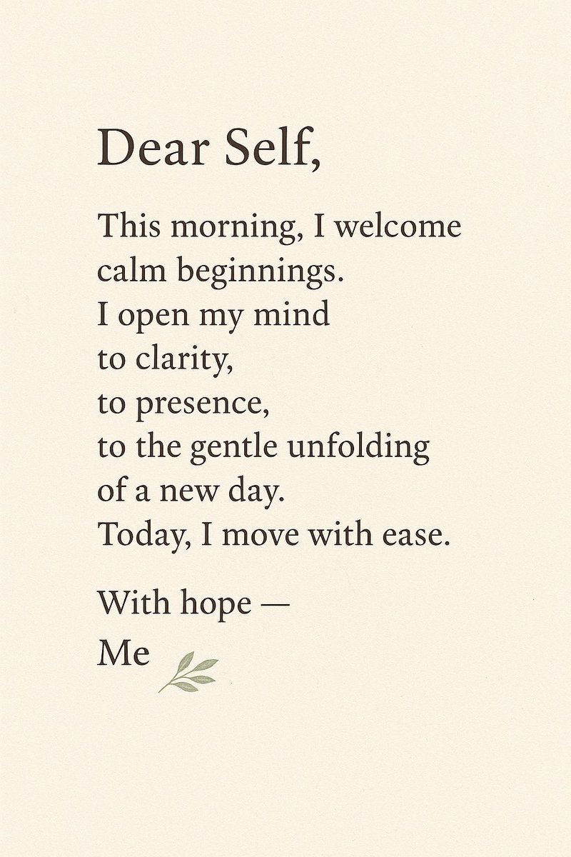 Sampee24_7's tweet image. A gentle beginning.
Stepping into the day with quiet courage, trust, and ease.
May today unfold with clarity and soft growth 🌿✨

#DearSelf #MorningMantra #SoftStart #NewDayNewEnergy #MorningReflection