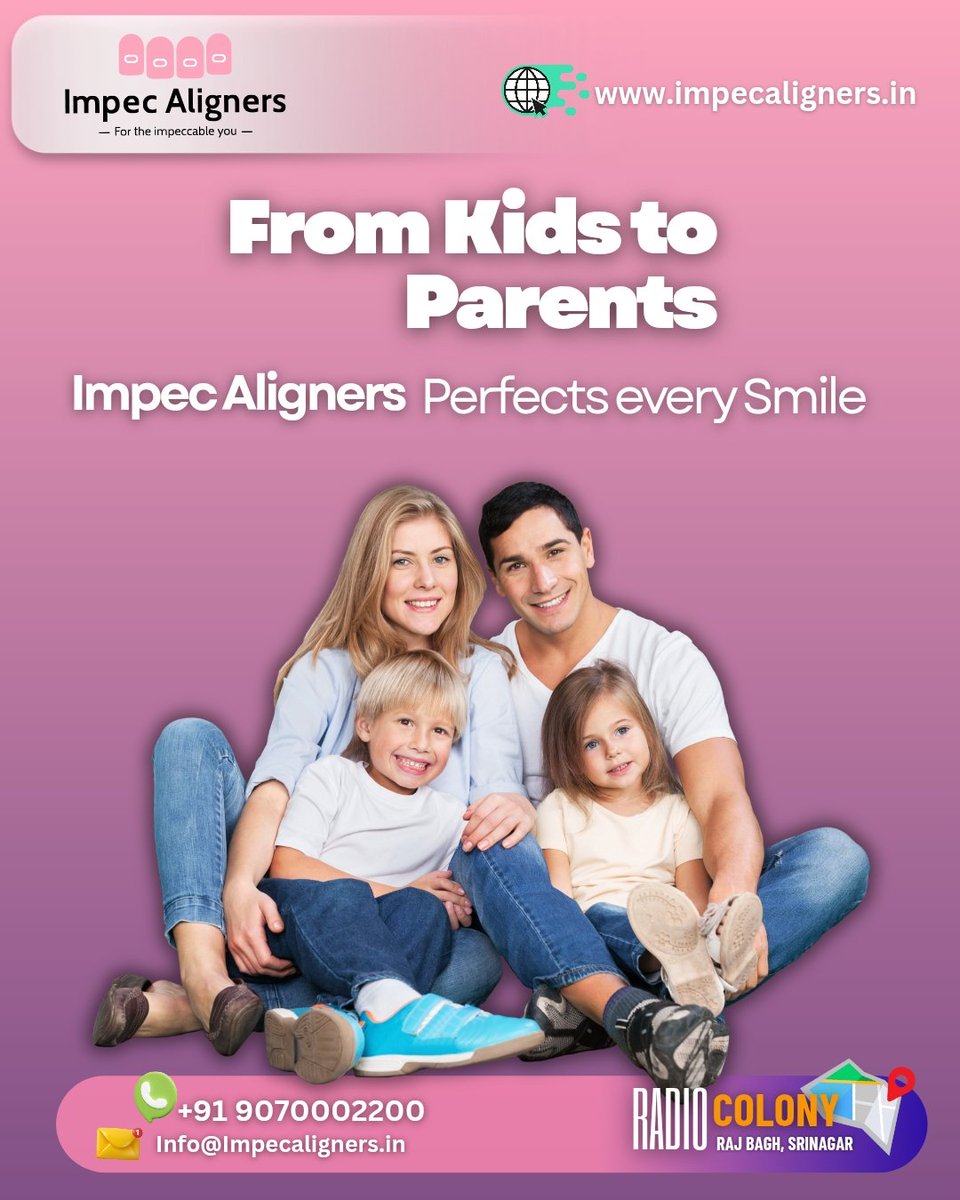 impecaligners's tweet photo. From little grins to grown-up wins — Impec Aligners perfects every smile. Ready to transform yours?  

Visit or call us to book your smile scan today!"

#ImpecAligners #SmileUpgrade #FamilySmiles #AlignYourLife #SrinagarDentist #braces #dentalhealth https://t.co/uTnNRtw8Sb