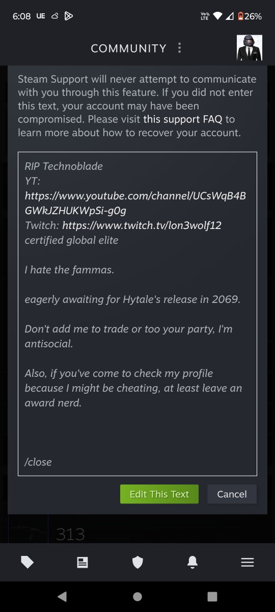 Looks like I'll finally need to update my steam bio soon.