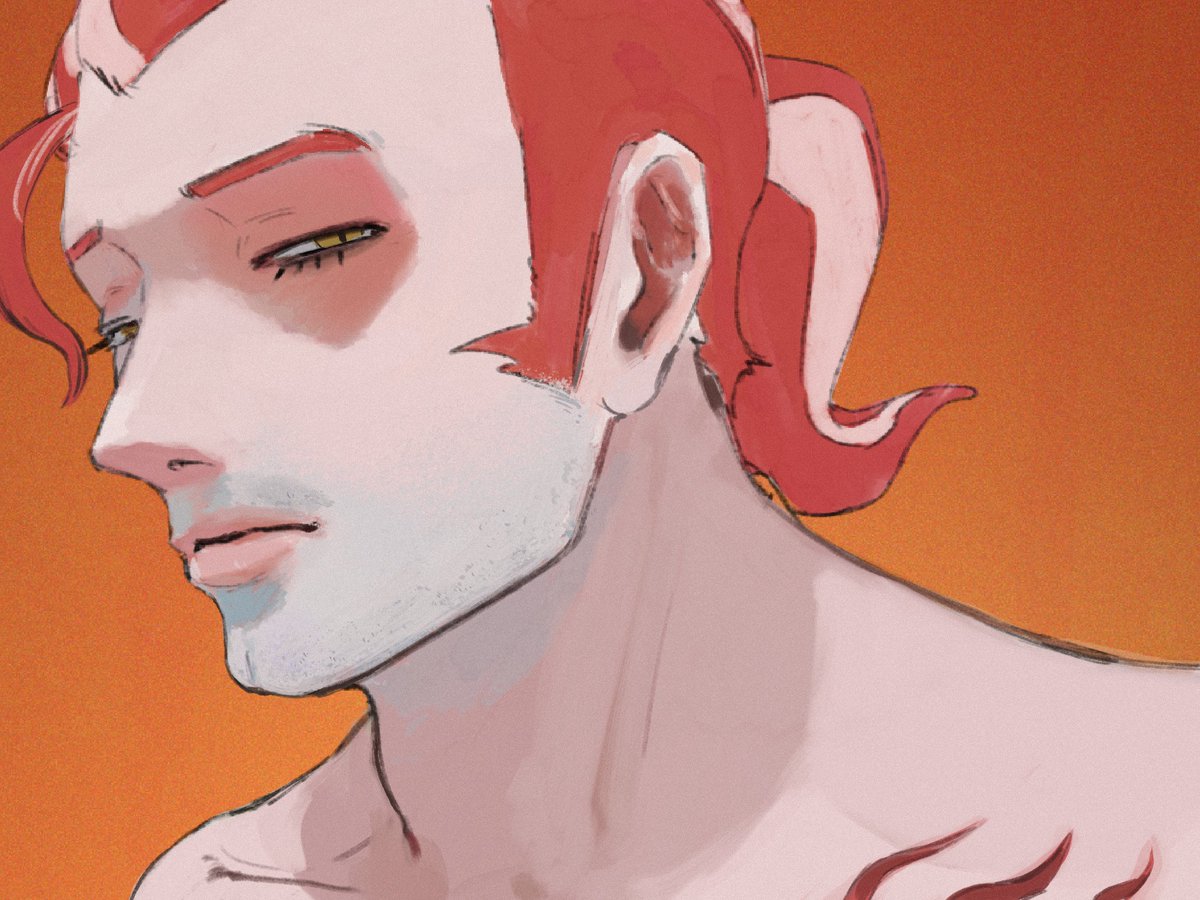 近くで見たら目ェ開いてるし、髭濃いし、割れ顎であってほしいという強い気持ちで描いた絵です
当然墨は入ってる