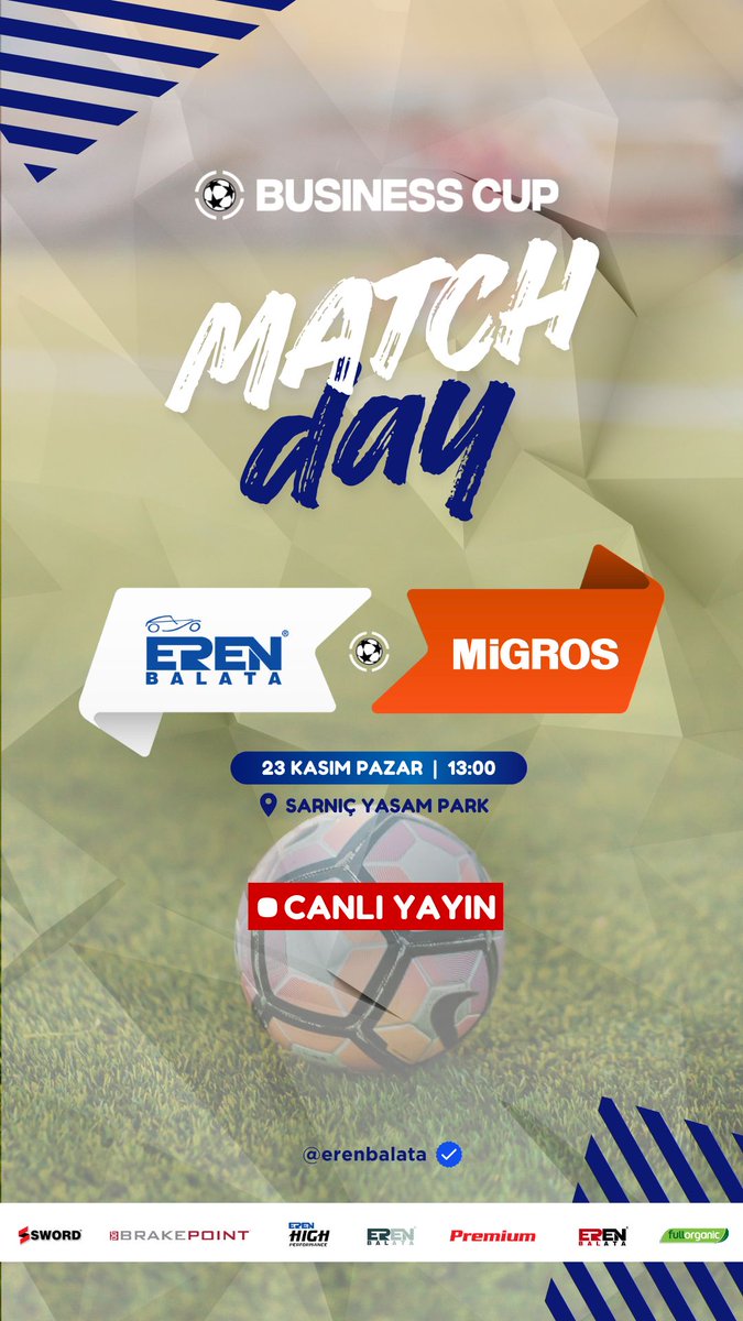erenbalata's tweet photo. Eren Balata Futbol Takımı'mız, Business Cup Son 16 Turu maçında, bugün (23 Kasım) saat 13:00'te #Migros ile karşı karşıya geliyor. Takımımıza başarılar dileriz.

#ErenBalata
#BusinessCup
@erenbalata 
@businesscup 
#ERNvMIG https://t.co/sS3366N1Op