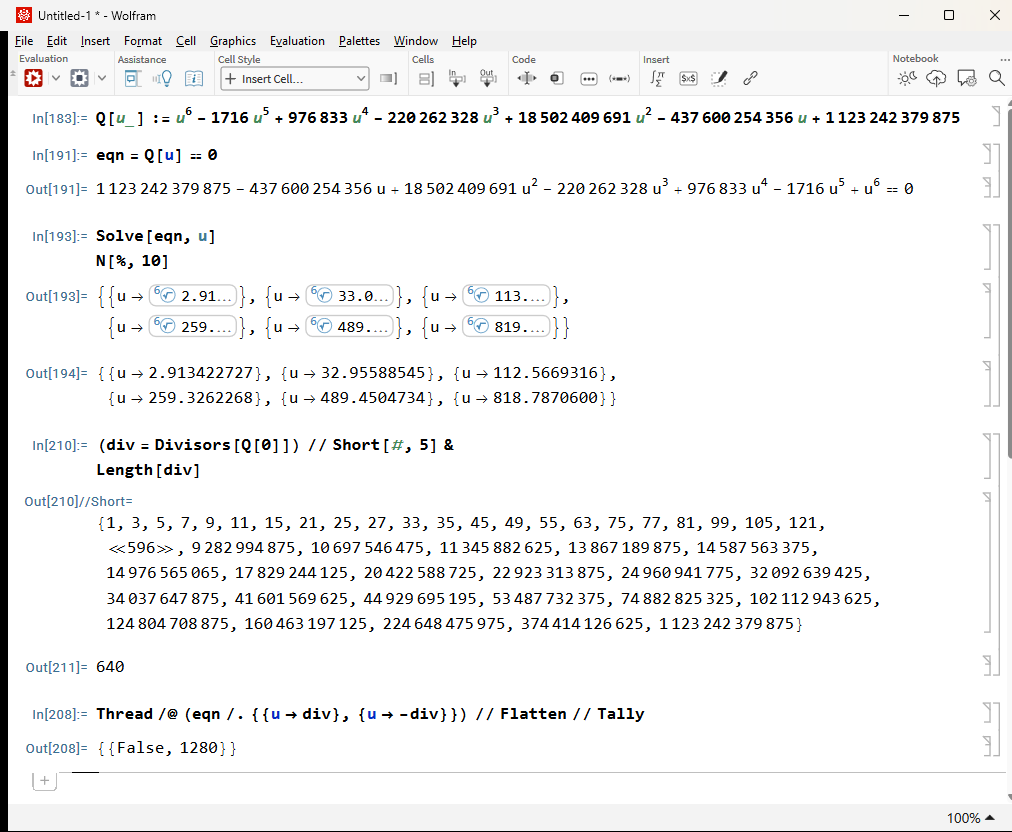 werkkraft's tweet image. Well, at least according to the Rational Roots Theorem, there is no rational solution to this equation. #Mathematica can confirm this...🤓😉