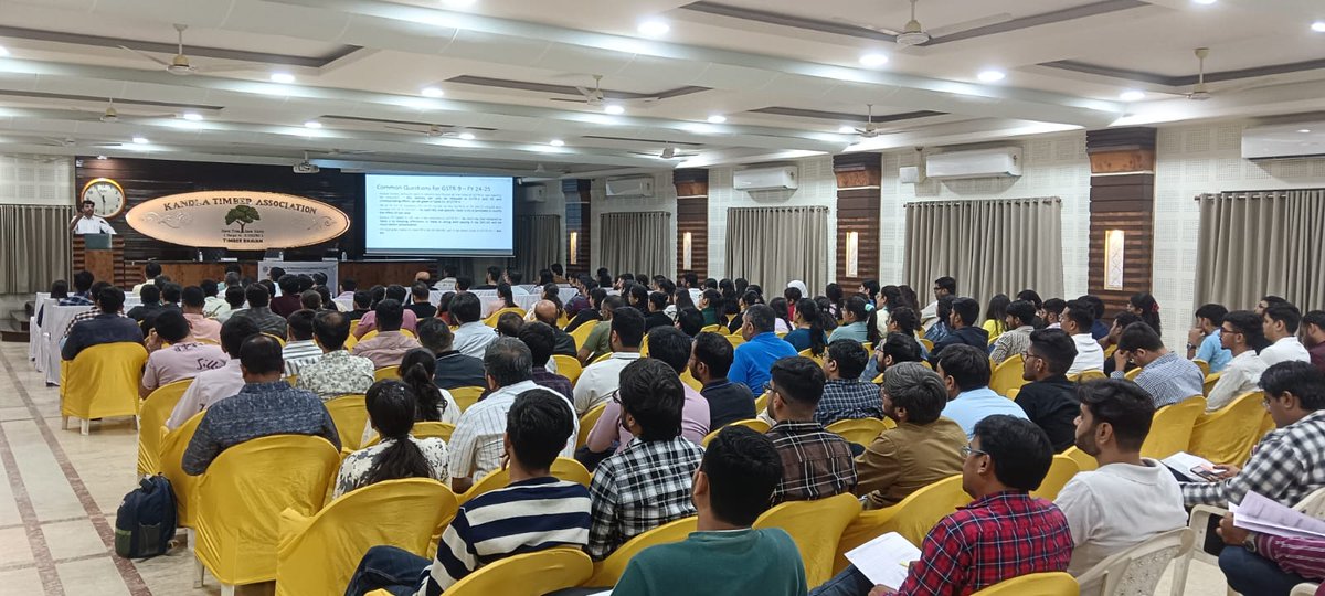 DEEPKORADIA's tweet photo. Highlights of yesterday's event at Gandhidham Branch of WIRC of ICAI.

The registrations exceeded the branch premises’ capacity, so the venue was shifted to a larger place. I want to thank Chairperson CA Mahesh Limbani Sir and the entire MCM, CA Virag Acharya, Sameer Mehta, for giving me the liberty to go beyond the clerical part of GSTR-9 and 9C. The memento was beautifully designed with the ICAI emblem in the center, surrounded by Kutchi art! 😃