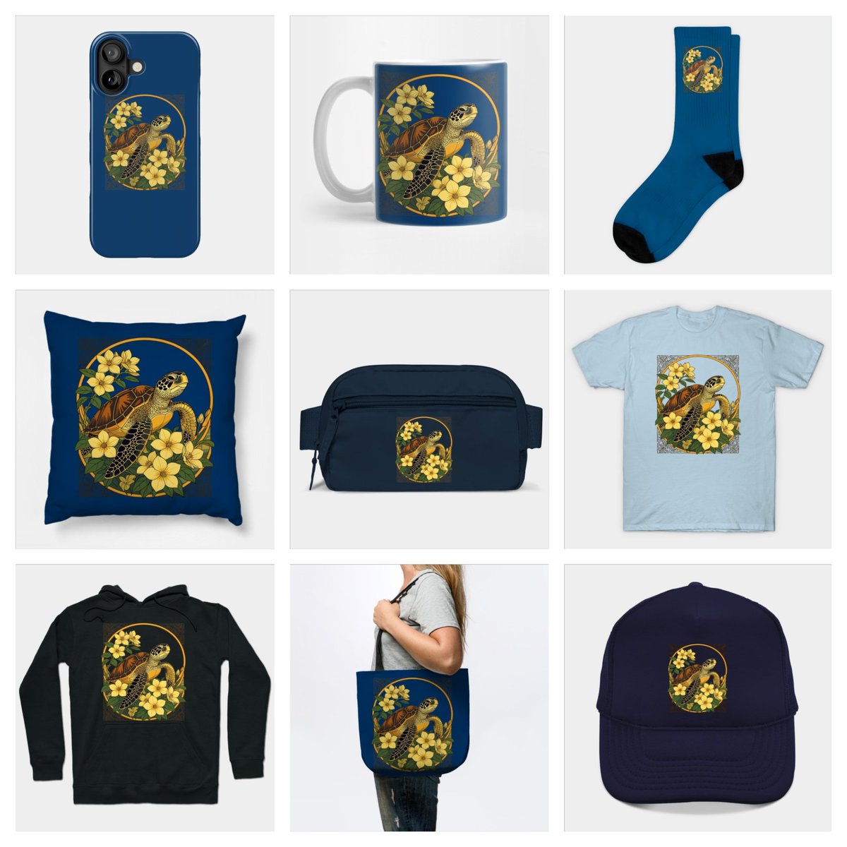 TaicheTees's tweet photo. #MarineTurtle And Yellow #Gelsemium Flowers - #LoggerheadTurtle - #TShirt #teepublic #taiche a modern-style #illustration. Gelsemium is the local flower of #SC, and the marine turtle is the colony reptile which nests on the shores of #SouthCarolina. https://t.co/m4776Qv9v5 https://t.co/nWT1OBaXKH