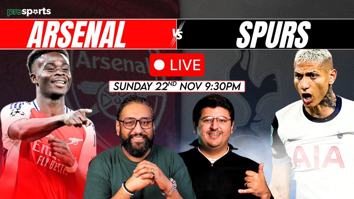 ProSportsStudio's tweet image. It’s EPL time! 🤩
We will be LIVE for a Watch Along of Arsenal vs Spurs. 
Dont forget to join us at 9:30 pm ⚽️

ProSports Football: yt.openinapp.co/g3ghn

@Saad10Nasir 

#Arsenal #Spurs