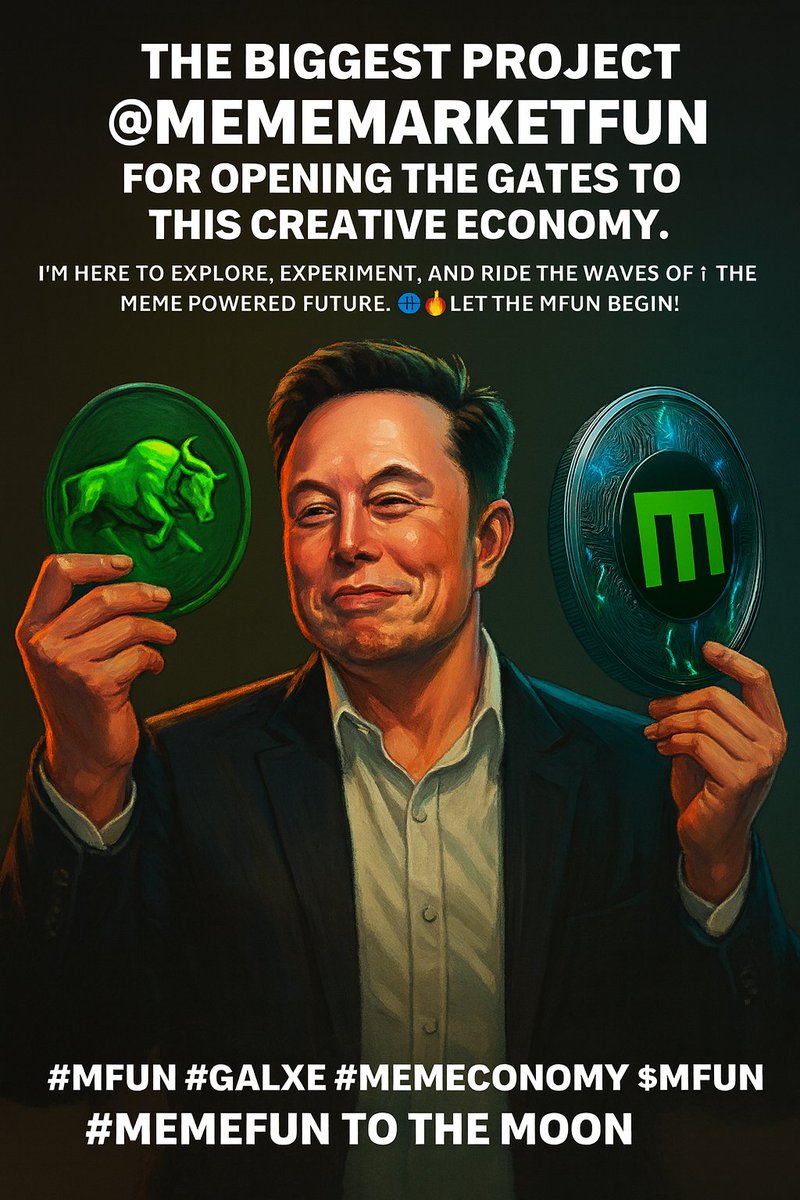 ExplorerWo72446's tweet image. The future of the #MemeEconomy is being written right now — and @MemeMarketFun  is leading the charge!
Innovation ✔️
Community Power ✔️
Unstoppable Energy ✔️
I’m all in for this meme-powered revolution.
Let’s take MFUN straight to the MOON! 🌕🚀
#MFUN #MemeMarketFun #Galxe