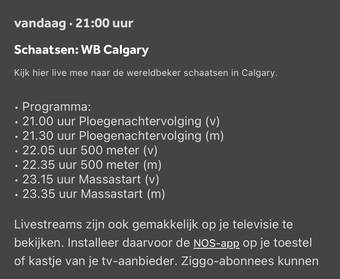 Tammie1808's tweet photo. Online wel vanaf 21:00!!
#schaatsen #schaatsfan #speedskating #WCCalgary https://t.co/bNBOEQzhoW