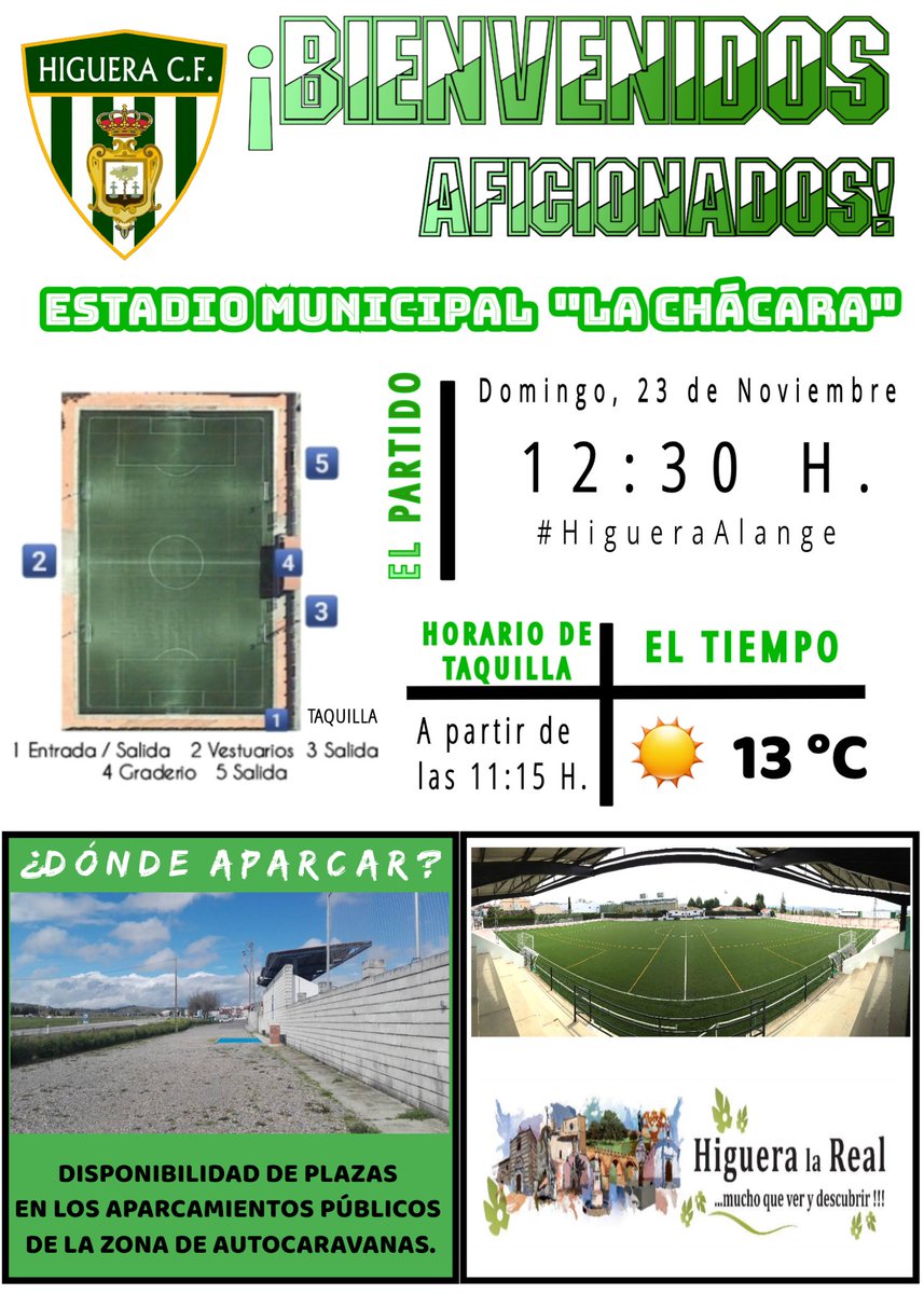 🟢 𝐌𝐀𝐓𝐂𝐇 𝐃𝐀𝐘 ⚪ 𝕵𝖚𝖌𝖆𝖒𝖔𝖘 𝖊𝖓 𝖈𝖆𝖘𝖆 ✅

🙋‍♂️ 𝗕𝗜𝗘𝗡𝗩𝗘𝗡𝗜𝗗𝗢𝗦 𝗔 𝗛𝗜𝗚𝗨𝗘𝗥𝗔 𝗟𝗔 𝗥𝗘𝗔𝗟 🤝

🗣 “𝗟𝗢𝗦 𝗚𝗨𝗘𝗥𝗥𝗘𝗥𝗢𝗦 𝗡𝗨𝗡𝗖𝗔 𝗦𝗘 𝗥𝗜𝗡𝗗𝗘𝗡”
👉 HIGUERA C.F 🆚 ALANGE C.D

🤔 ¿Nos acompañas?
🏟 Ven animar al HIGUERA C.F en este gran partido.