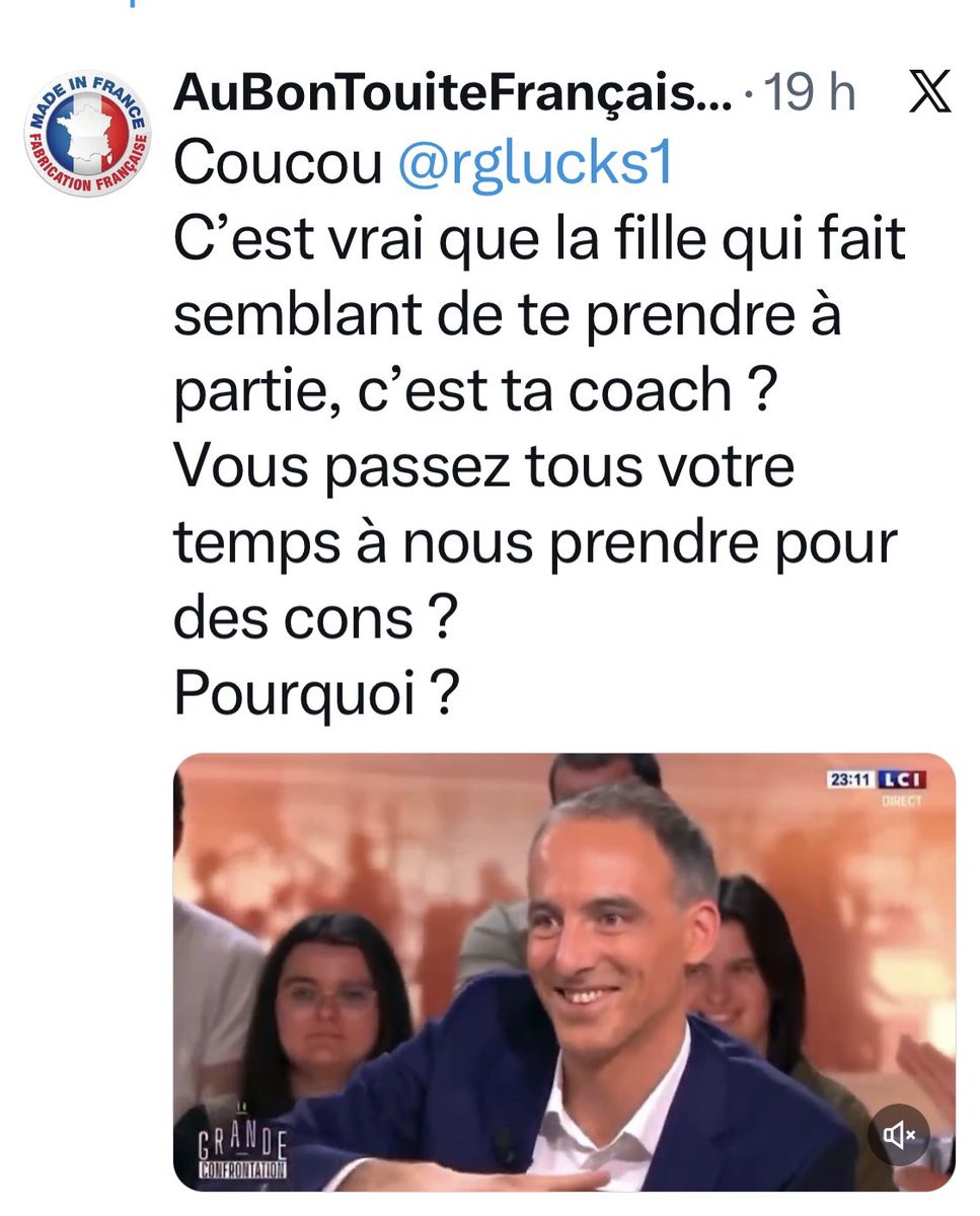 VictorSinclair3's tweet image. Hier je demande à @rglucks1 s’il nous prend pas pour des cons avec la fausse nana du public qui est en fait sa coach.
Aujourd’hui je suis bloqué par lui.
Il est susceptible le mec.
J’ai même pas fait mention des bruits qui courent sur son passe trouble en Géorgie (avec la CIA ?)
