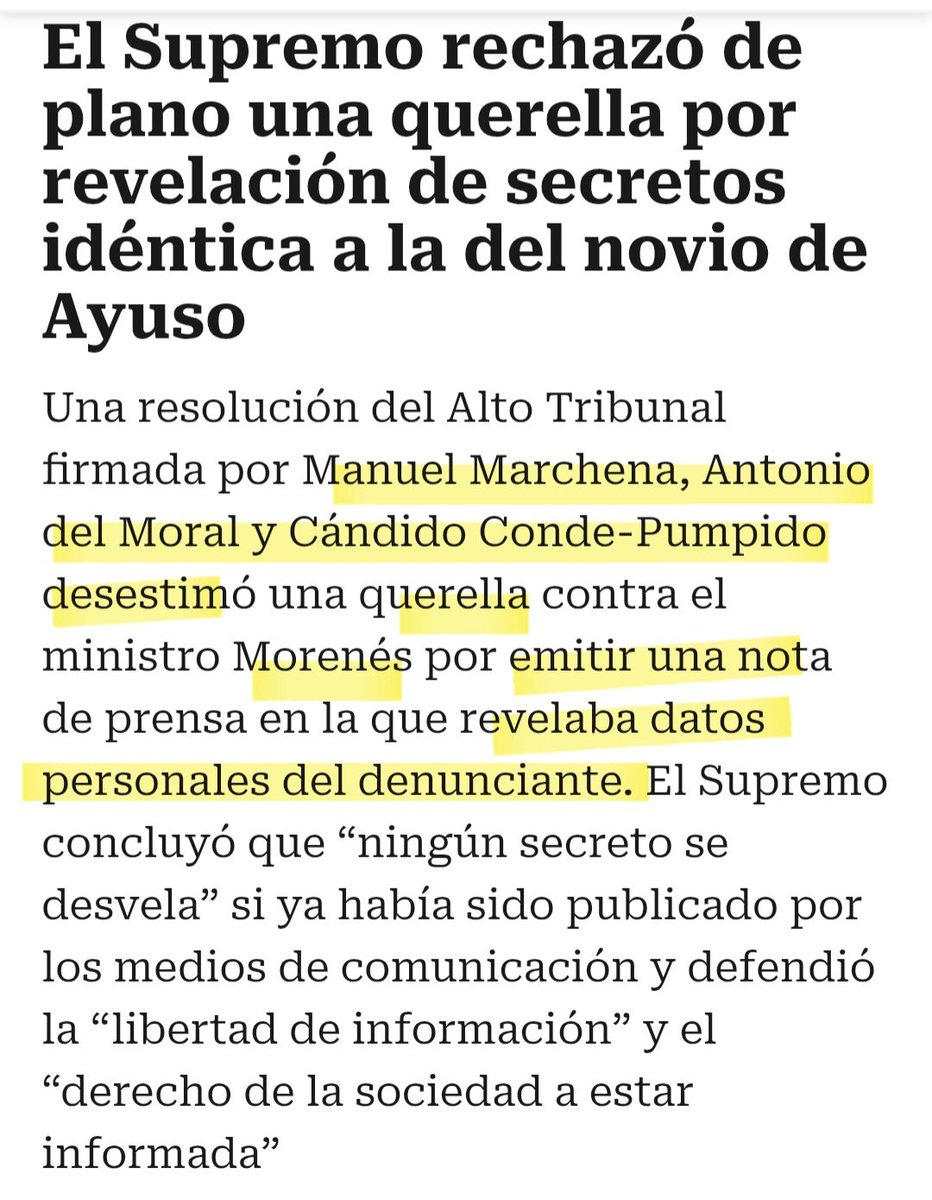 Carolalon1's tweet image. Manuel Marchena, entre otros jueces del Supremo, rechazó en 2014 una querella idéntica contra el Ministro Morenés (PP), a la que interpuso el novio de Ayuso contra el Fiscal General del Estado.

Encima te dicen que te calles y circulando, no tienen vergüenza.