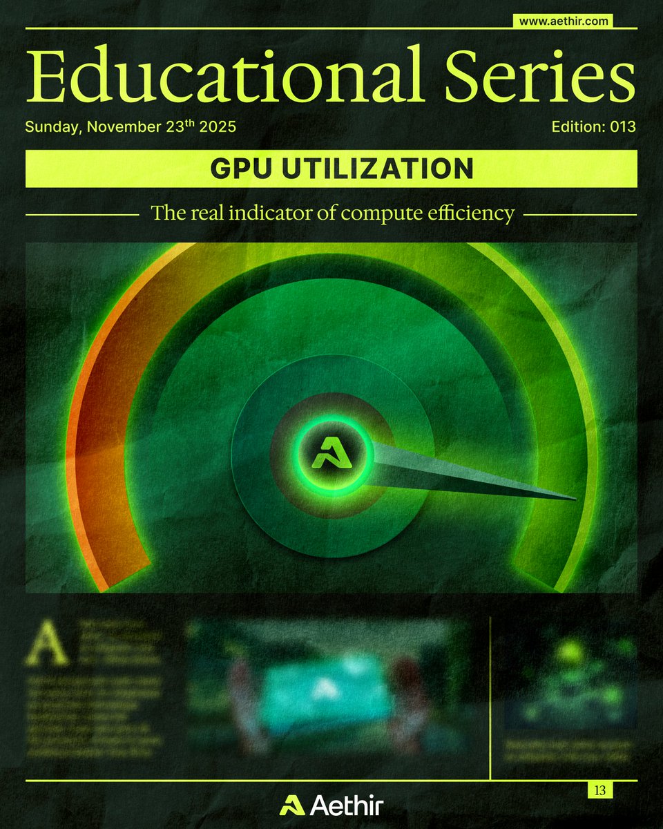 AethirEco's tweet image. We’ve got to know that you all have been enjoying our weekly Educational Series, so we’re back with our latest topic, “GPU Utilization: The real indicator of compute efficiency.”

Give it a read in this thread and drop a 💚 if you like the content you see 👀👇🏻
