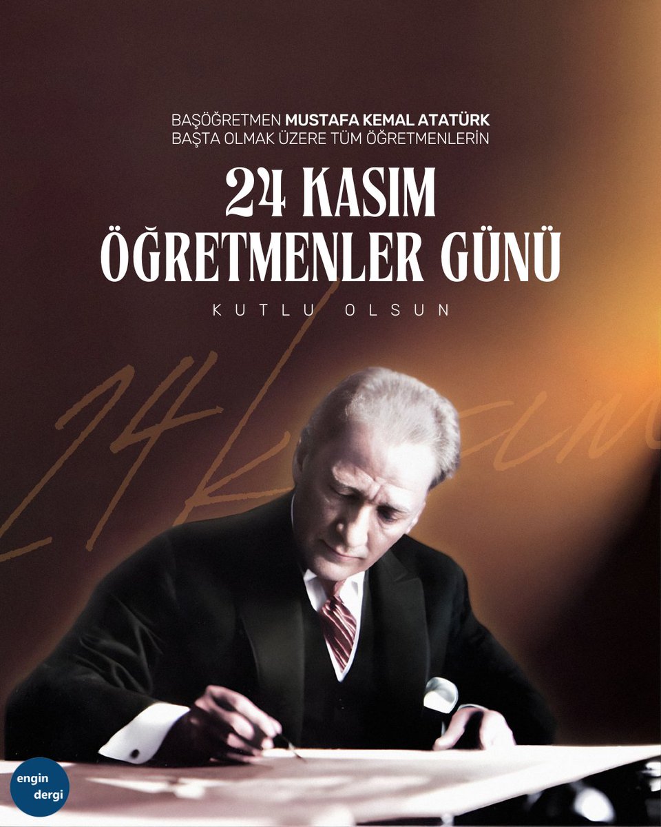 Başöğretmen Mustafa Kemal Atatürk başta olmak üzere, kendini eğitim ve öğretime adamış herkesin öğretmenler gününü kutlar, tüm öğretmenlerimize en derin saygılarımızı sunarız. #24KasımÖğretmenlerGünü kutlu olsun.