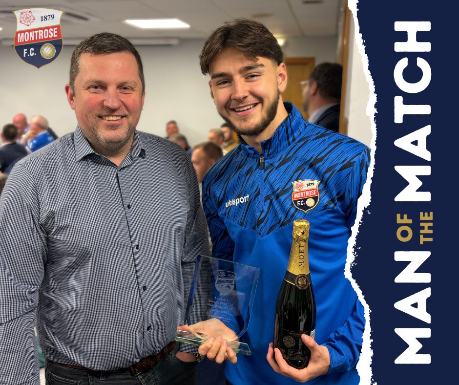 MAN OF THE MATCH

Callum Sandilands was selected as yesterday’s MOTM against East Fife.

Callum was presented with his trophy and bottle of bubbly, kindly sponsored by Fotheringham Homes by Hospitality guest Ross Marshall.

Watch Callum’s interview youtu.be/9Ykl8roKK8A?si…