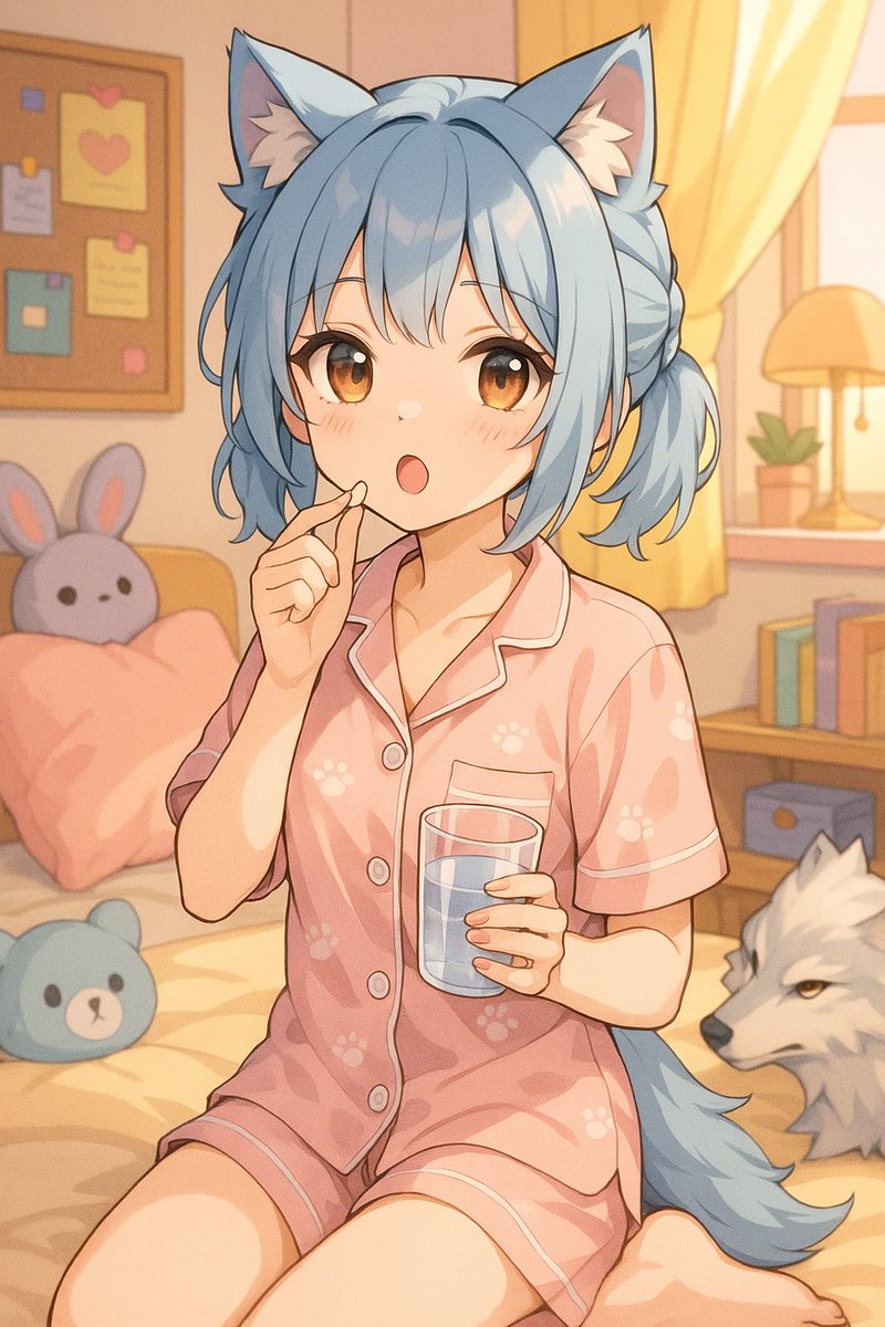 AIazpx's tweet photo. おはよう。薬効いてきたみたい…ちょっと復活✨
みんな、インフルエンザには気をつけてね！

#AIart #狼 #狼女子 https://t.co/tZl25bVIlI