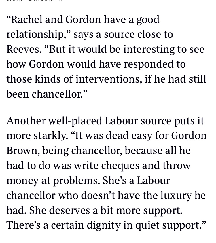 joshglancy's tweet image. Rachel Reeves is not thrilled with Gordon Brown’s repeated interventions on the two child benefit cap

From today’s @thetimes read