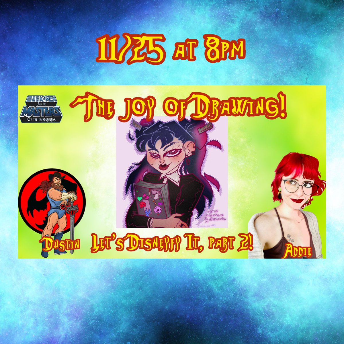 ThunderNerdsPod's tweet image. Here’s what we have planned for you this week!

#geekmen #geekmenandtheMastersoftheThunderNerds  #thundernerdshoo #adhdtheater #itsfrickinfigures #thejoyofdrawing