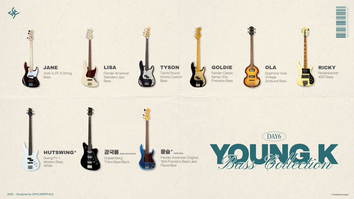 opacarophile_yk's tweet image. [Updated]
DAY6 Young K Bass Collection 🎸✨️