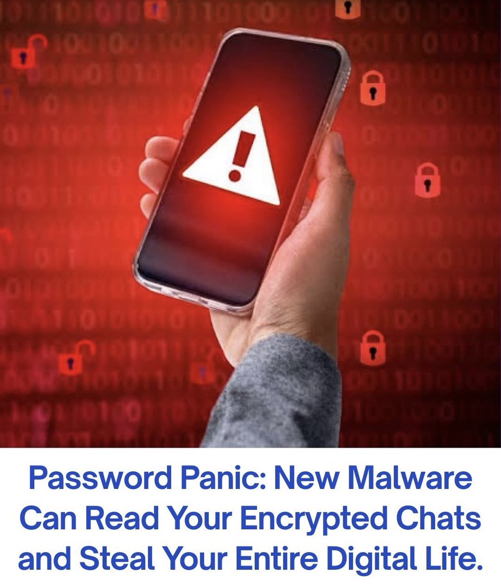 saurabhpal44's tweet image. New Android Malware Can Read Your WhatsApp &amp;amp; Telegram Chats 📱
A dangerous trojan named Sturnus can steal banking logins, record your screen, and bypass encrypted chats putting WhatsApp, Telegram, and Signal users at serious risk.

Why it’s scary 👇
1️⃣ Steals bank credentials…