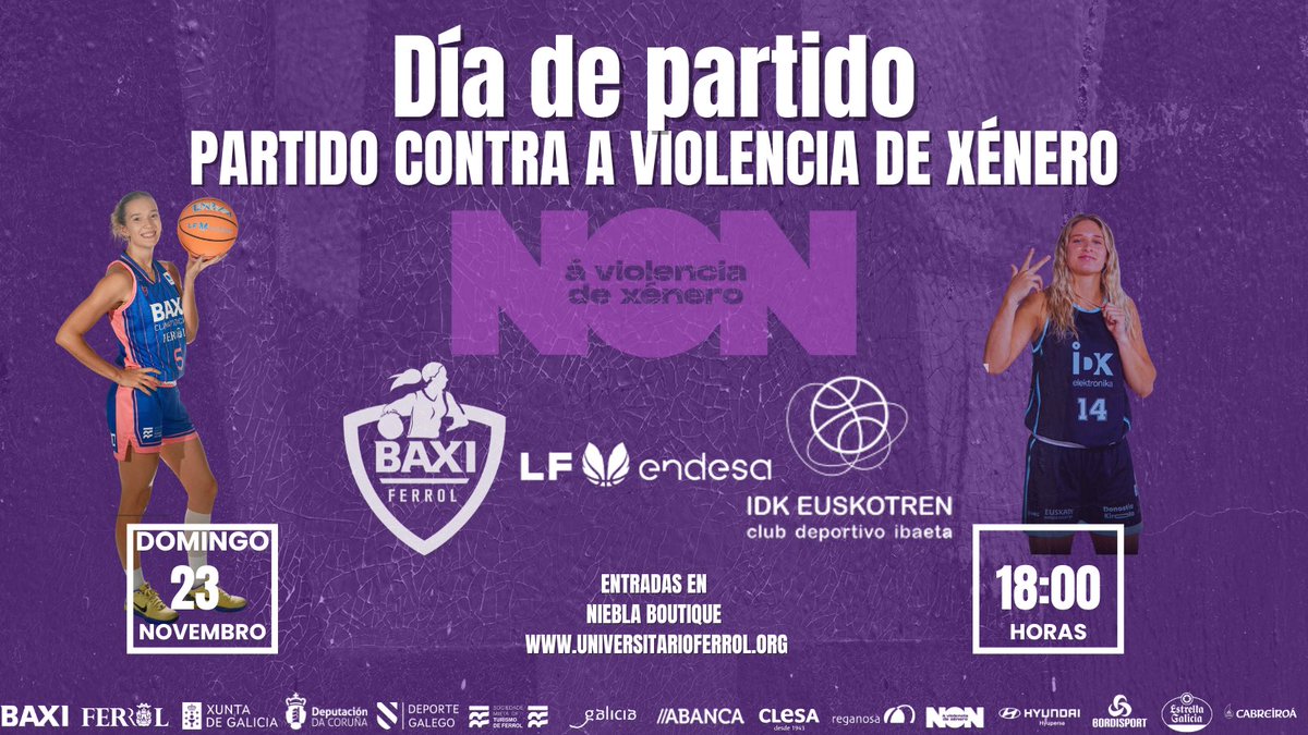 Día de partido!

Hoxe voltamos á Malata!

Partido Contra A Violencia de Xénero.

🆚<a href="/ibaetabasket/">IDK EUSKOTREN</a>