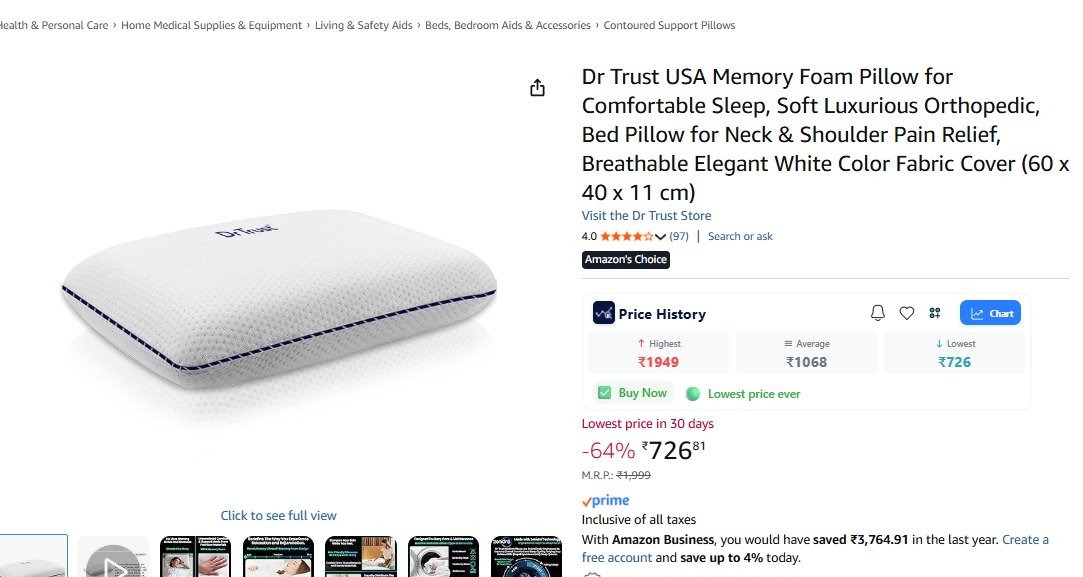 Deals_Spy's tweet photo. 🔥Dr Trust USA Memory Foam Pillow – 60x40x11 cm, White⚡️@ ₹726

🔗 https://t.co/3LqZaxPMpK https://t.co/N0MRn2yeY4