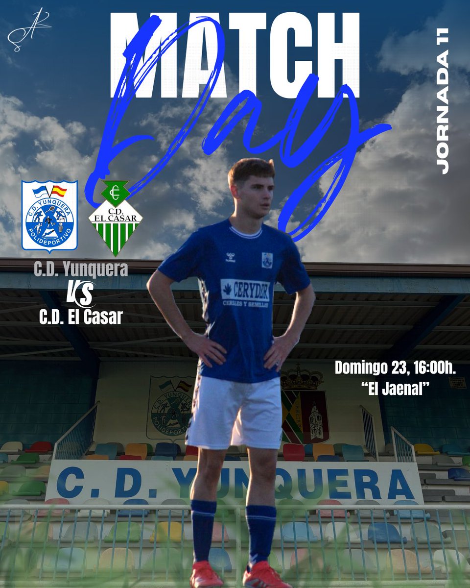 📢¡Vamos a por la jornada once de liga!
⚽️Jornada 11
📅Domingo 23 de noviembre
🕓16:00 h.
🆚<a href="/CDElCasar/">CDELCASAR</a> 
🏟️“El Jaenal”

🎟️Ya se puede comprar la lotería de Navidad
🫂Gracias a todos nuestros patrocinadores 
¡SEGUIMOS CON LA TEMPORADA!💪🏻💙
#123yunquera #50añoshonrandoanuestropueblo
