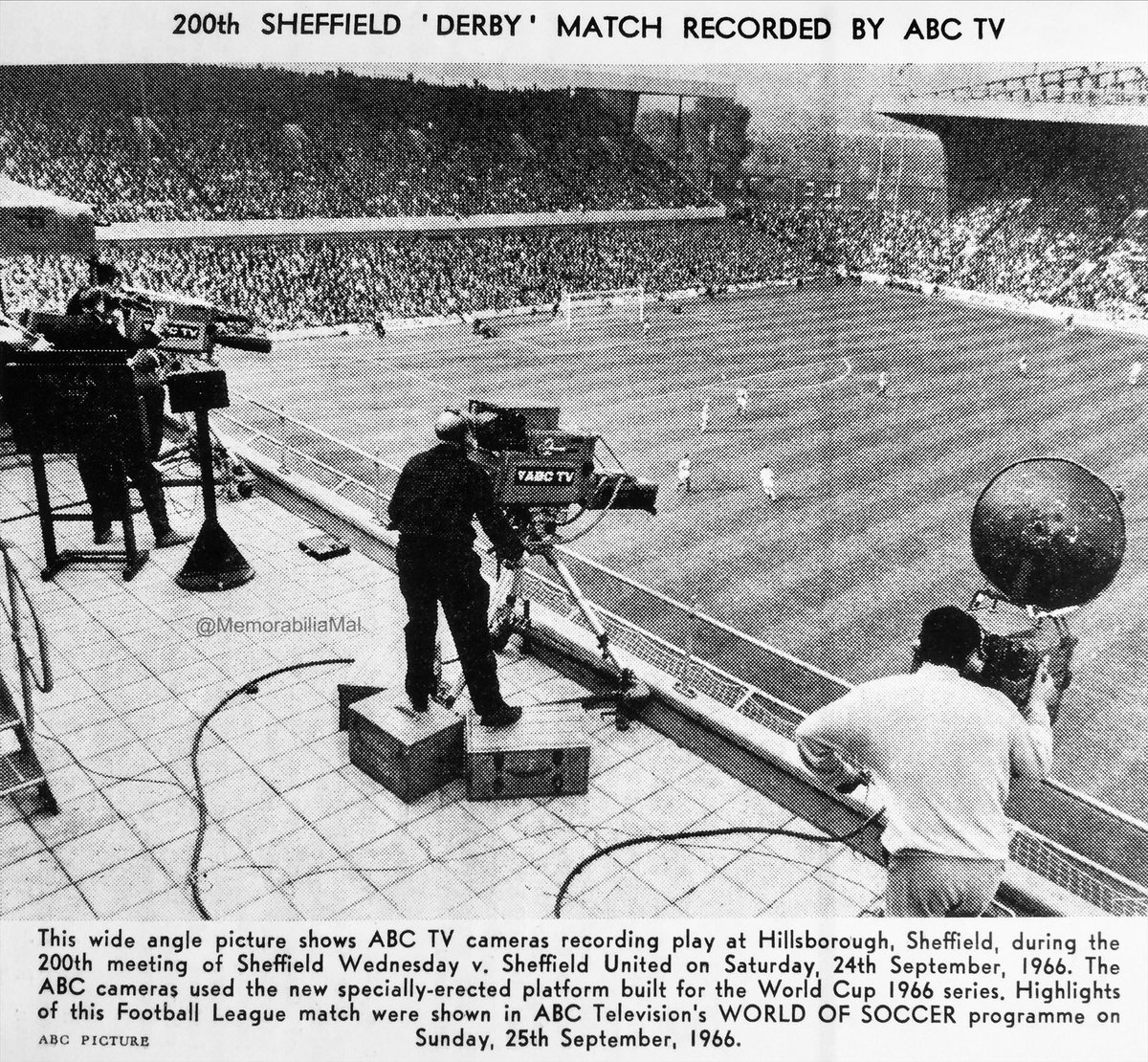 MemorabiliaMal's tweet image. The 200th Sheffield derby being filmed by ABC TV, Hillsborough 24/9/66 #SWFC #SUFC
