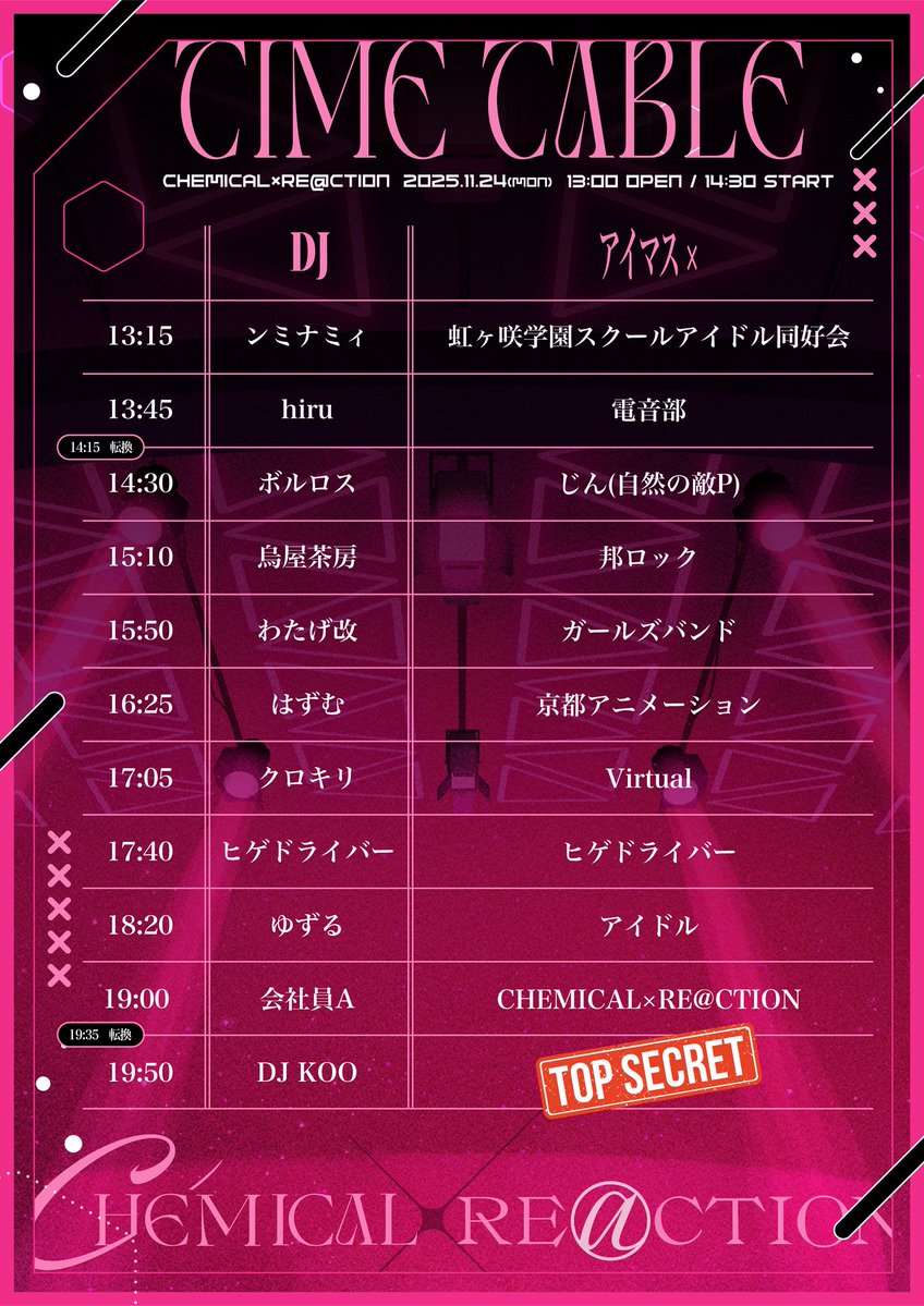 imas_Chemi_Rea's tweet image. 🚨いよいよ明日開催🚨

🧪CHEMICAL×RE@CTION🧪
5th mixture

⚠️来場前に全ページ必ずご確認ください⚠️

開催情報
note.com/imas_chemi_rea…

チケット/入場/持ち物
note.com/imas_chemi_rea…

注意事項
note.com/imas_chemi_rea…

Q&amp;amp;A
note.com/imas_chemi_rea…

#imas_Chemi_Rea