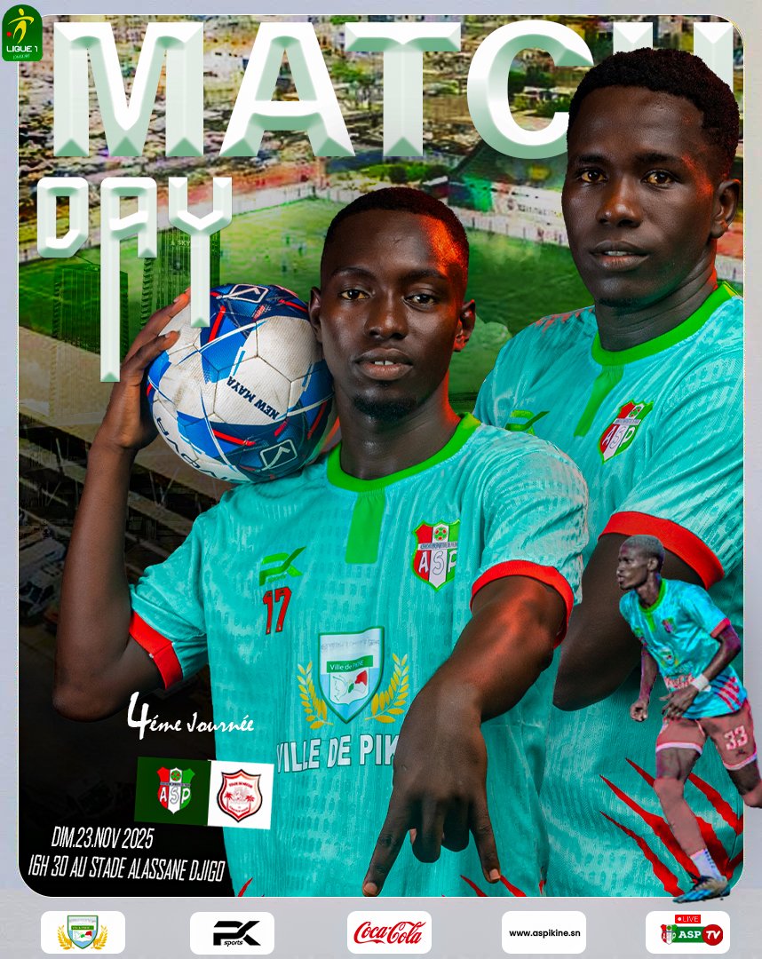 as_pikine's tweet photo. ⚽️ 𝕁𝕆𝕌ℝ 𝔻𝔼 𝕄𝔸𝕋ℂℍ 🟢🔴
🆚 Stade de Mbour
🏟️ Djigo Parc
⌚ 16h30
🏆 Ligue 1 Lonase bet
📺 As Pikine TV
#ASPIKINE | #LSFP
🟢🔴✌🏿 https://t.co/GqNA2xJYxD