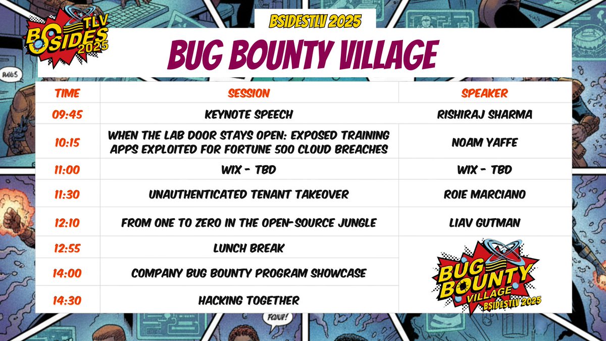 BsidesTLV's tweet image. Bug Bounty Village at BSidesTLV 2025:
Live hunting, workshops, tools, platform meetups, and tips from top bounty hunters.
If you want to find more bugs, this is your village.

Dec 11th, Tel Aviv University | Register now!
bsidestlv.com/register/