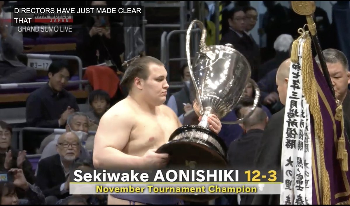 KorsunskySergiy's tweet photo. YES! YES! YES! Aonishiki won his first tournament! Ganbare! Incredible rikishi! https://t.co/Rs4NCecJDr