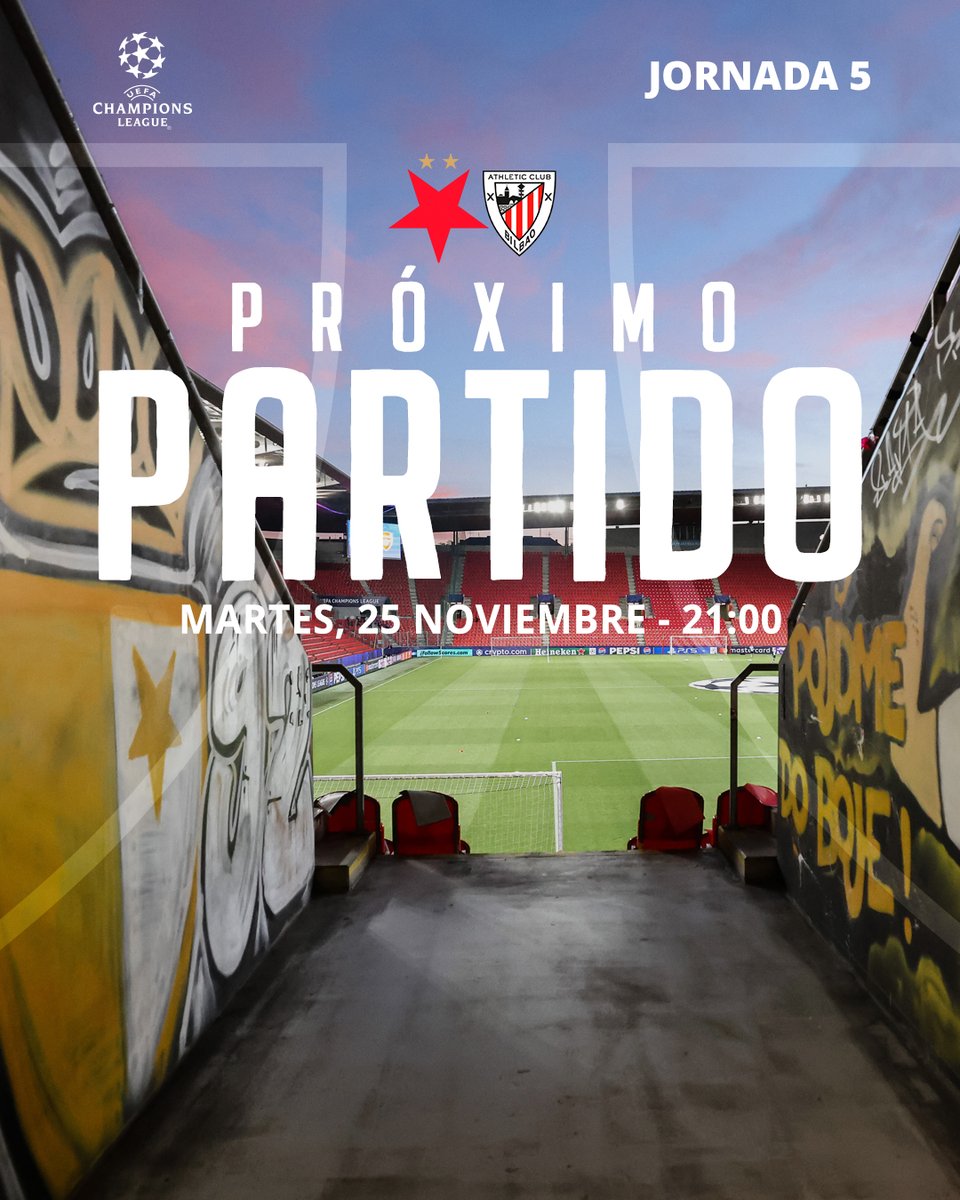 AthleticClub's tweet image. 🔜 @ChampionsLeague

🆚 @slaviaofficial
🏟️ Fortuna Arena
🗓️ Martes, 25 noviembre
🕘 21:00 horas

#SlaviaPrahaAthletic #UniqueInTheWorld 🦁