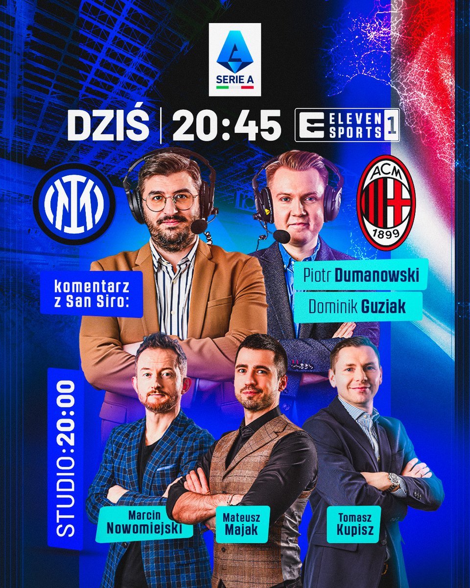𝐈𝐍𝐓𝐄𝐑 𝐌𝐄𝐃𝐈𝐎𝐋𝐀𝐍 𝐯𝐬. 𝐀𝐂 𝐌𝐈𝐋𝐀𝐍

Dziś całe Włochy żyją jednym wydarzeniem. Derby della Madonnina - walka o prymat w Mediolanie, elektryzujący klimat Stadio Giuseppe Meazza w dzielnicy San Siro, starcie odwiecznych rywali i Piotr Zieliński w świetnej formie.