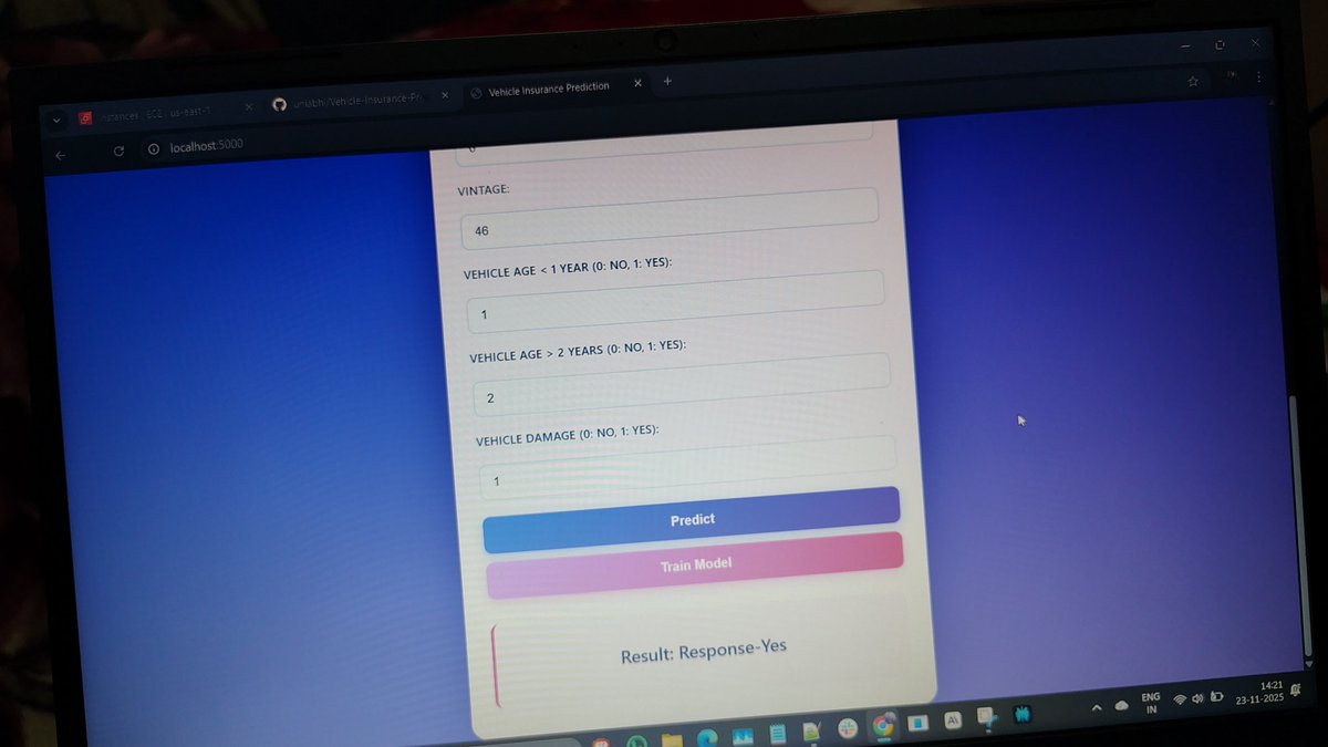 uniabhi56's tweet photo. 🎉 Just shipped my end-to-end MLOps project: Vehicle Insurance Prediction!

✅ ML web app deployed and running smoothly
✅ Tested locally + live on AWS EC2

 ✓ GitHub repo of this project:  https://t.co/8o12rkZEFF

#MLOps #MachineLearning #AWS #DataScience https://t.co/JzqbsR56M1