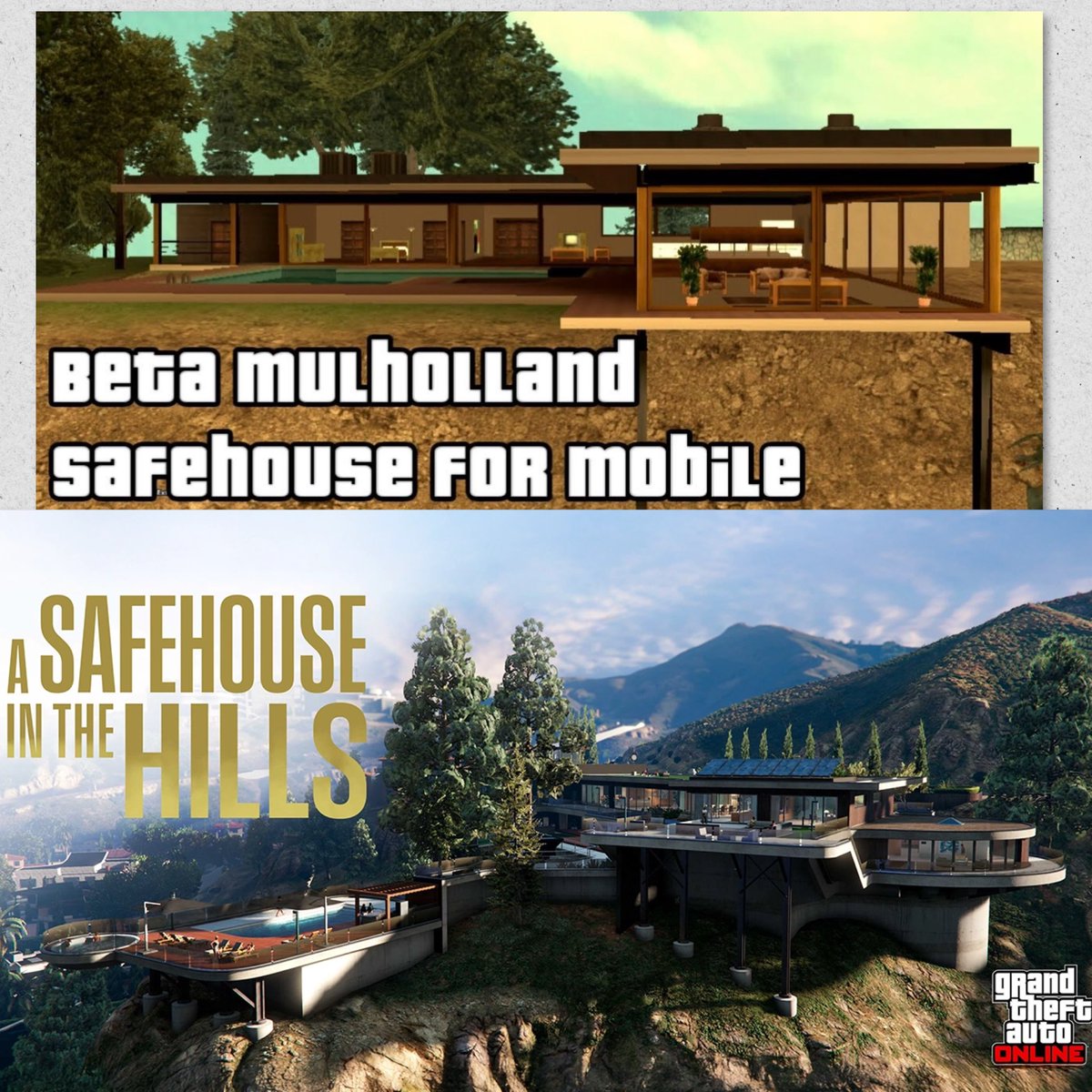 MeinerAlex's tweet photo. San Andreas mission #92 
A home in the hills the beta house in gta San Andreas trailer very similar to gta online mansions down to the see thru windows. @TGGonYT https://t.co/YykQTIKmCL