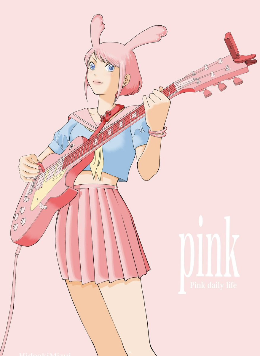 hideakimizui's tweet image. #Grok 
ピンクちゃんがエレキギターを弾いている動画をGrok に作ってもらった！