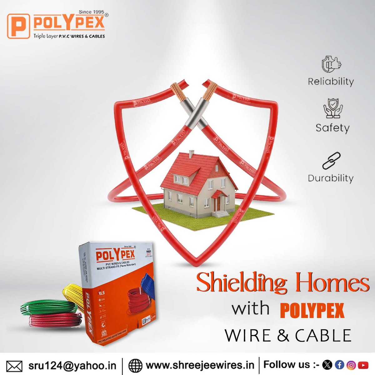 Polypex_wire's tweet image. Shielding homes with wires and cables — because safety starts from within. Power every space with trust, strength, and reliability.”🛡️💪🏻
#ShieldingHomes #Wireandcables #ReliableCables #QualityWires  #PolypexCables #ElectricalSafety 
#Polypex #shreejeewires