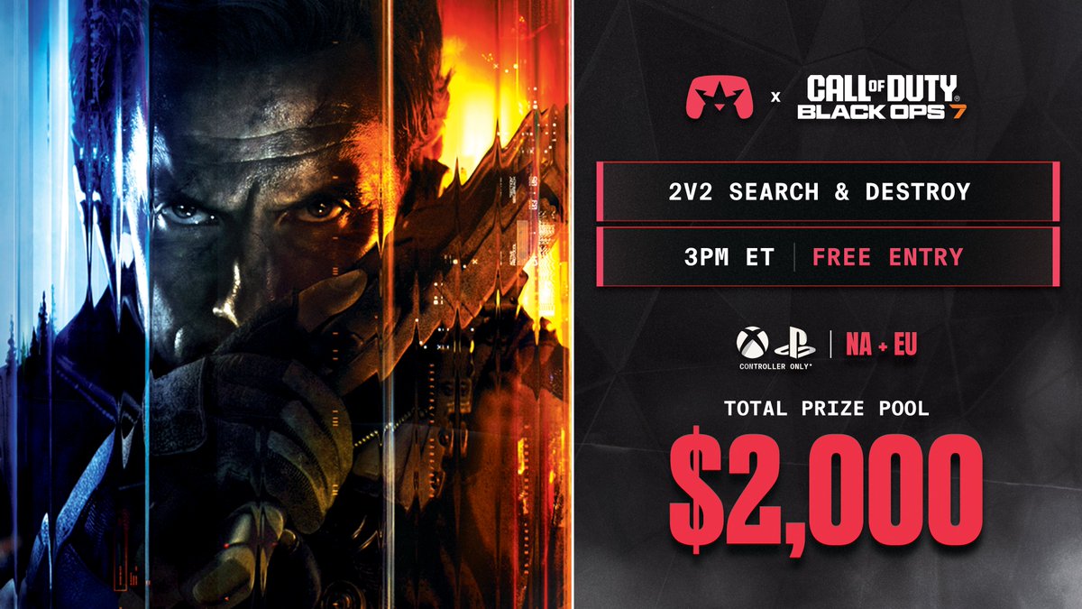 ConsoleKings's tweet image. $2,000 2v2 Search &amp;amp; Destroy

🌍NA + EU
🎟️Free Entry | Best of 3
⏰3 PM ET

Join Now at ConsoleKings.com
